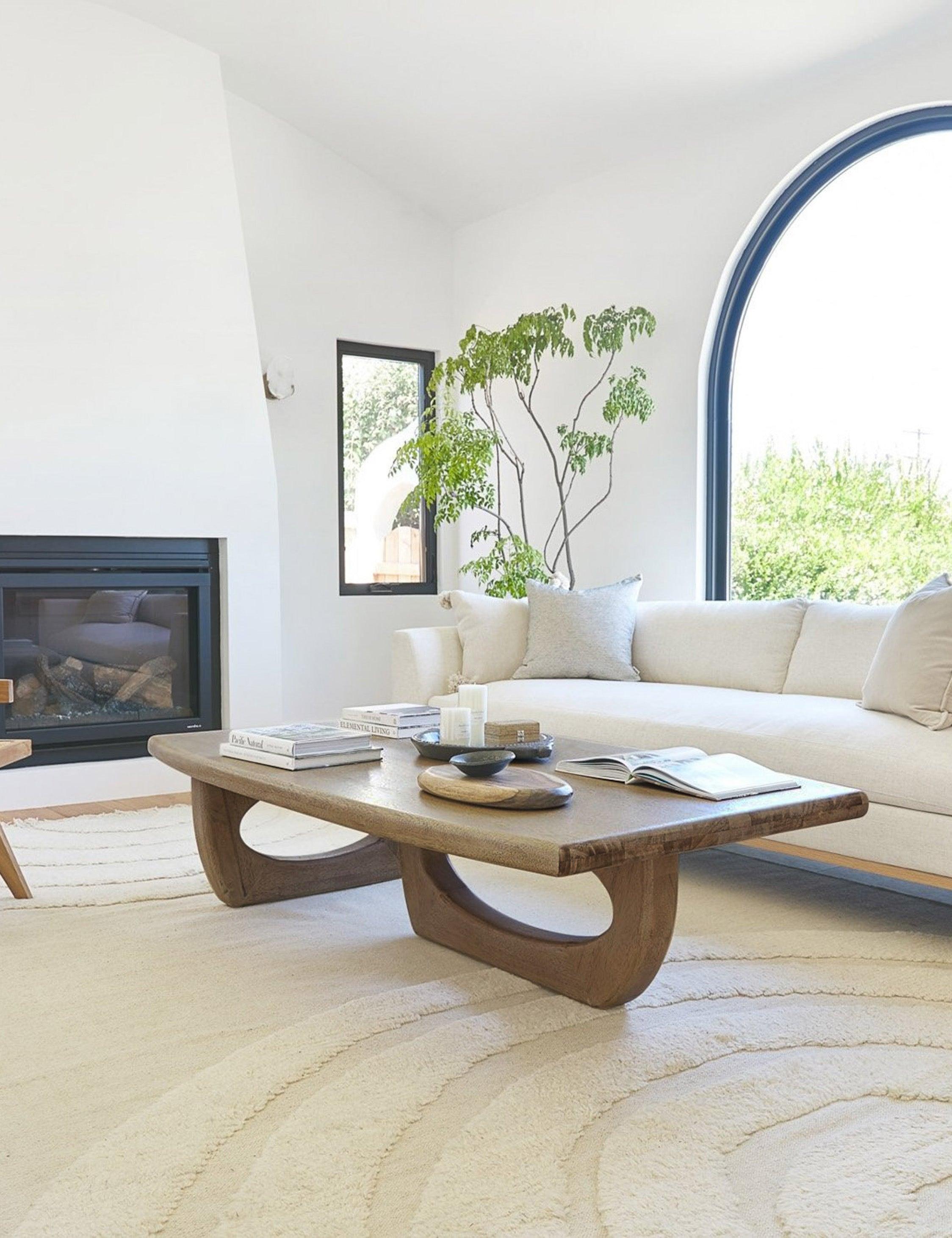 Retro Bleached Walnut Rectangular Coffee Table, 72"