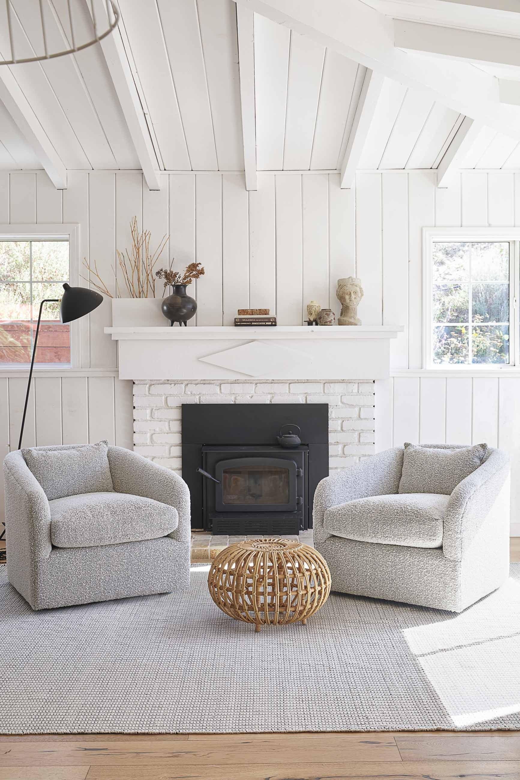 Ren Swivel Chair - Gray Boucle