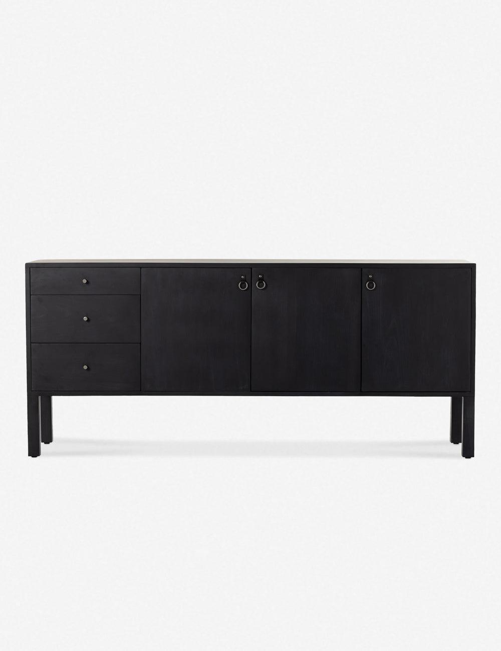 Isador Contemporary 74'' Black Solid Poplar Sideboard with Iron Accents