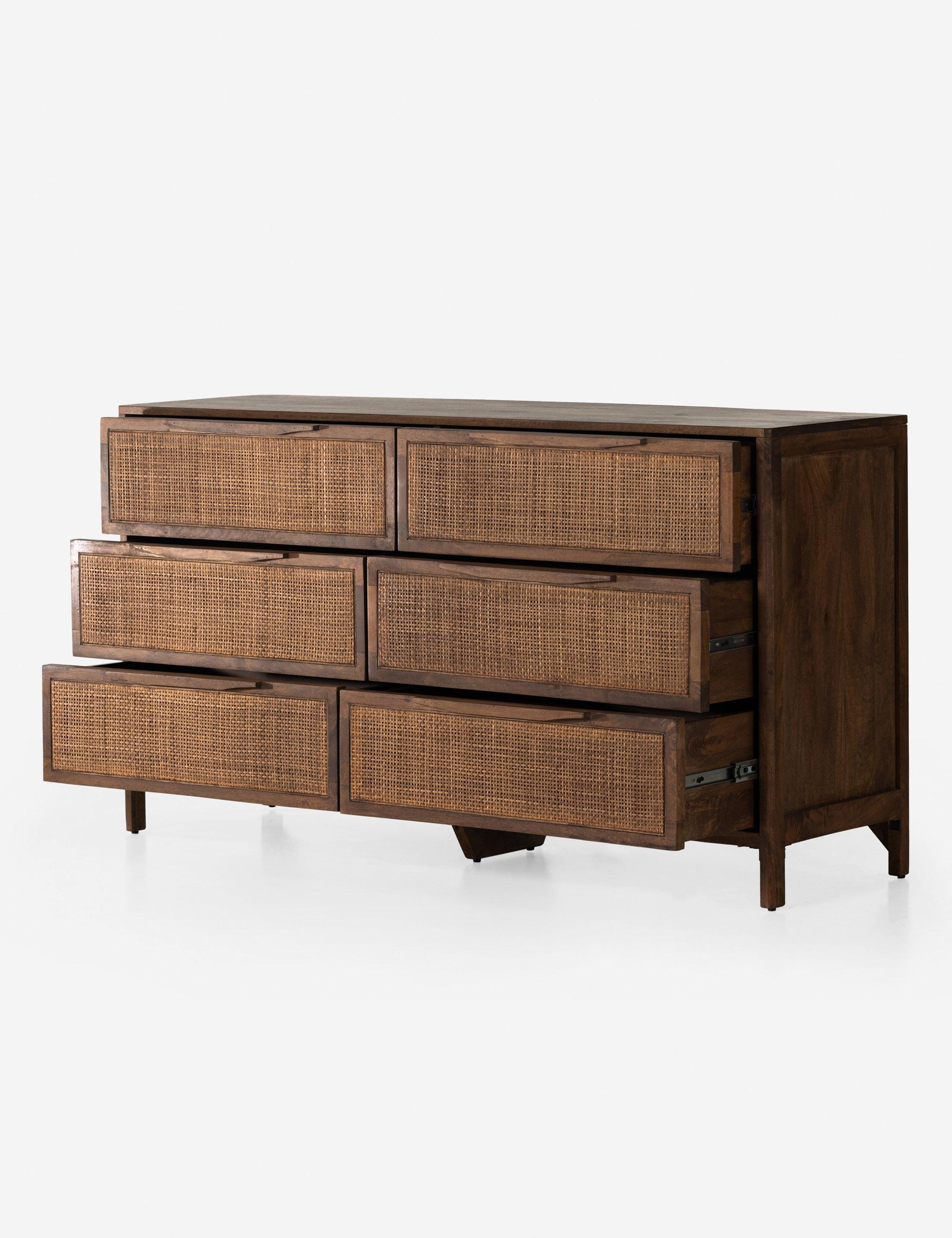 Prescott Sydney 58" Coastal Brown Wash Double Dresser with Mirror