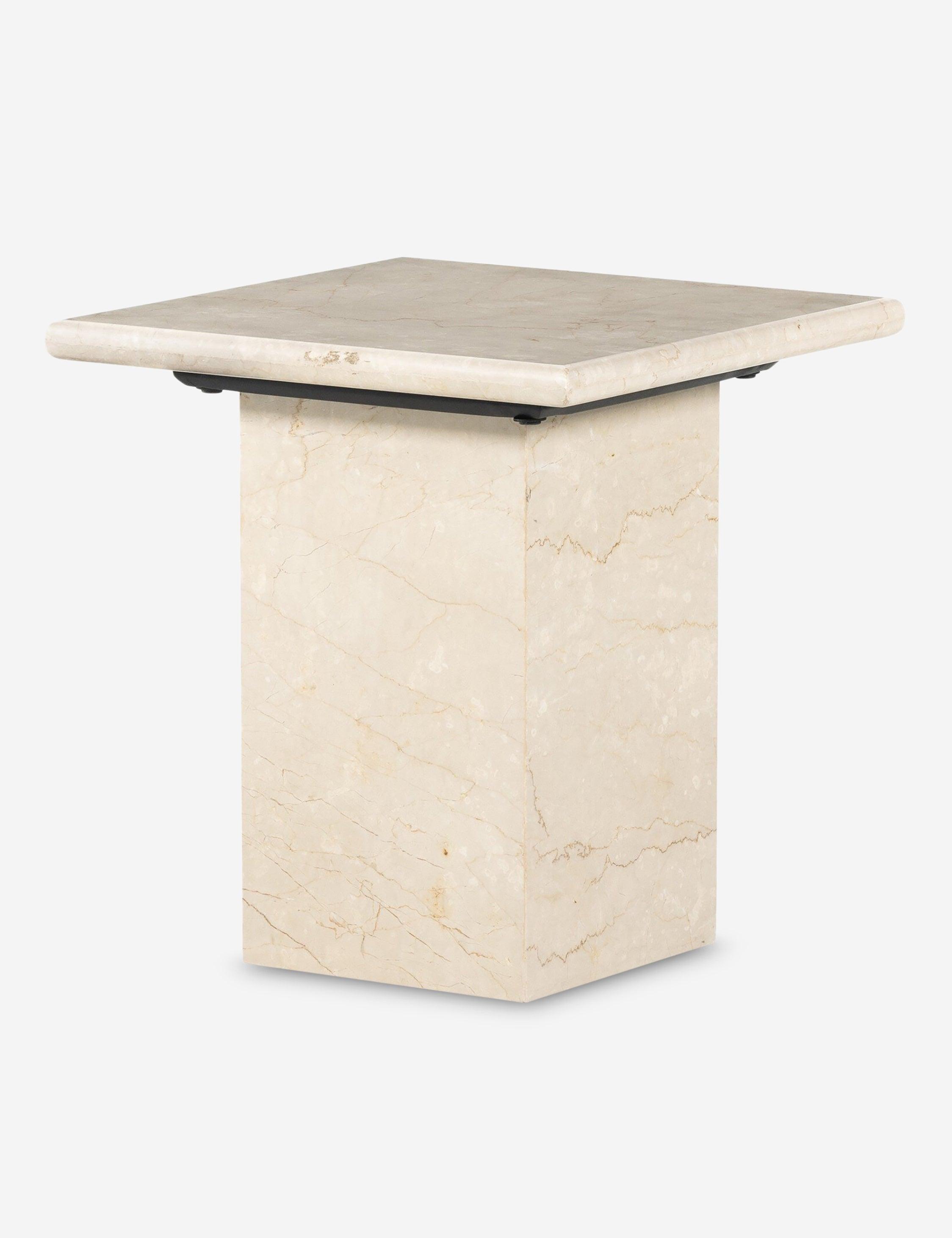 Leonel Cream Marble & Metal 19" Retro Italian Side Table