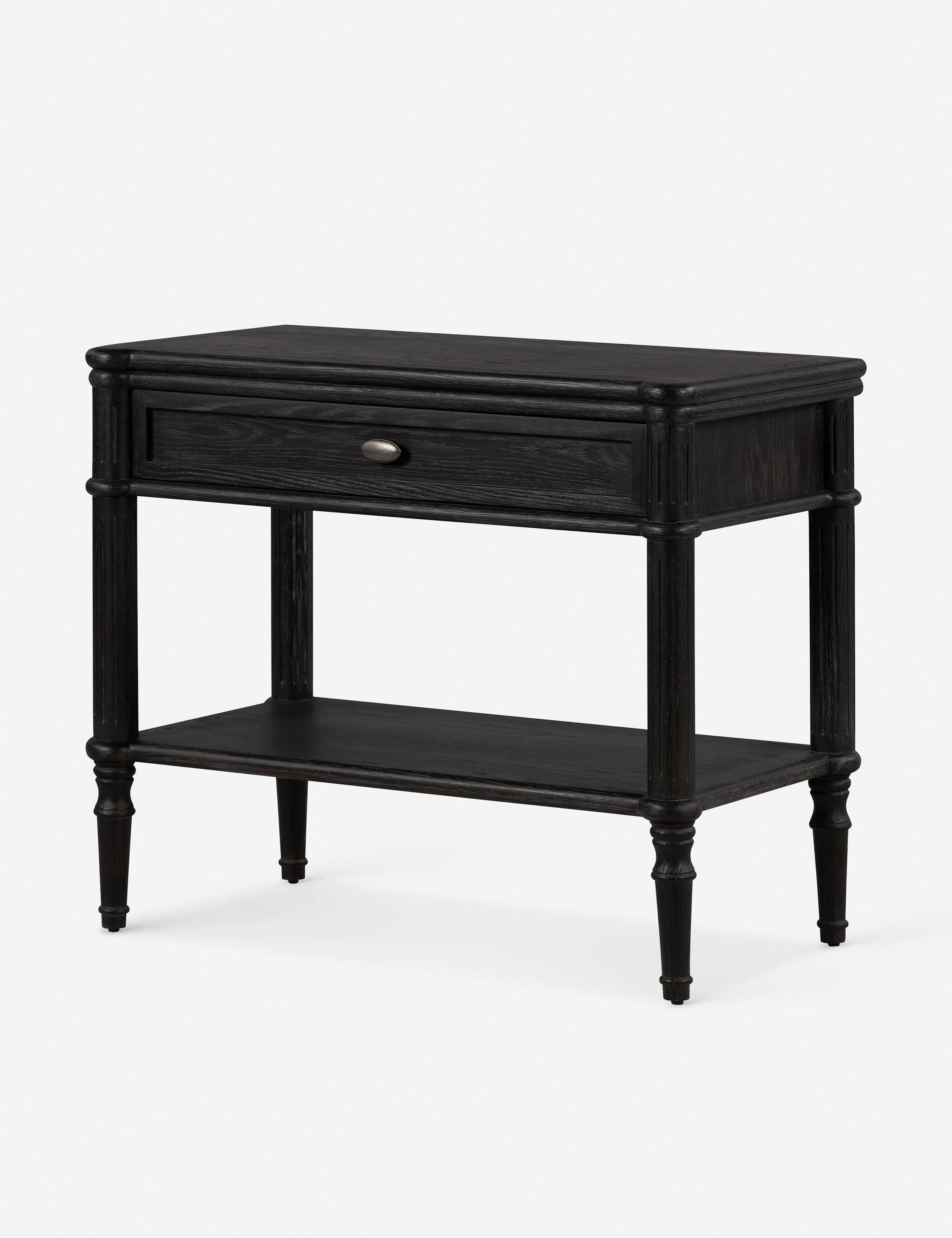 Tacorey Rustic Black Solid Oak 1-Drawer Nightstand