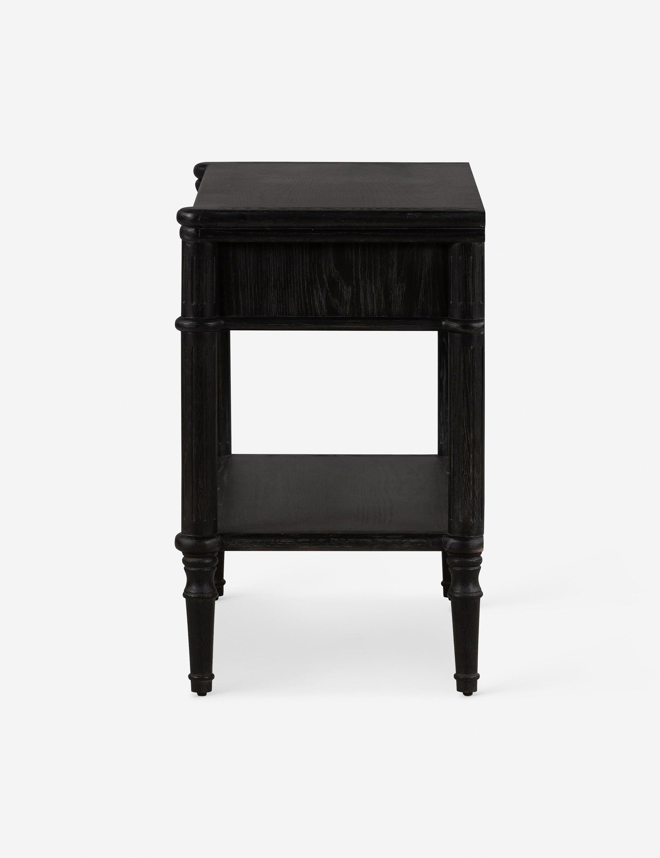 Tacorey Rustic Black Solid Oak 1-Drawer Nightstand