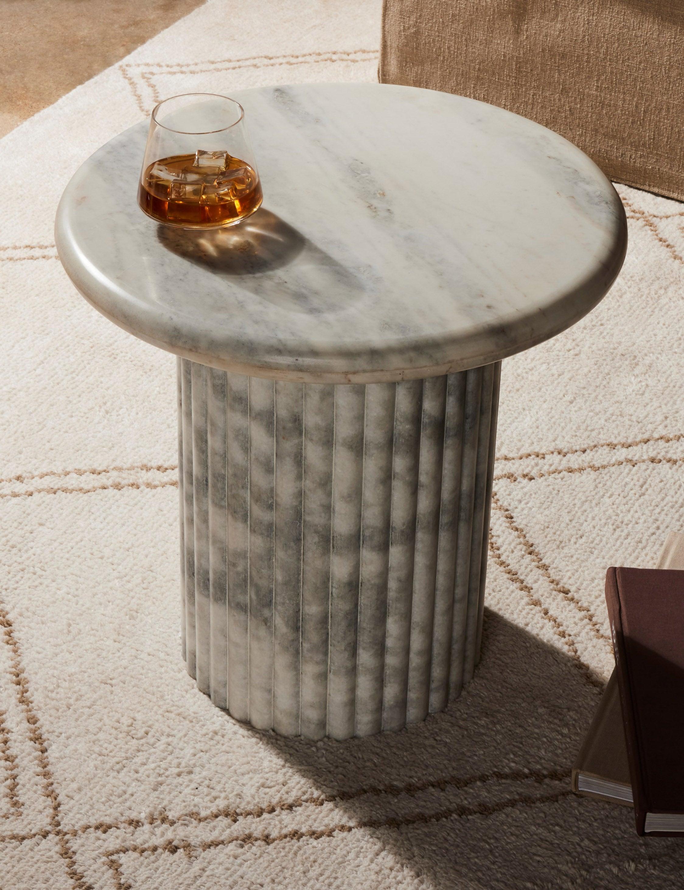 Mercer Round Side Table - White Marble