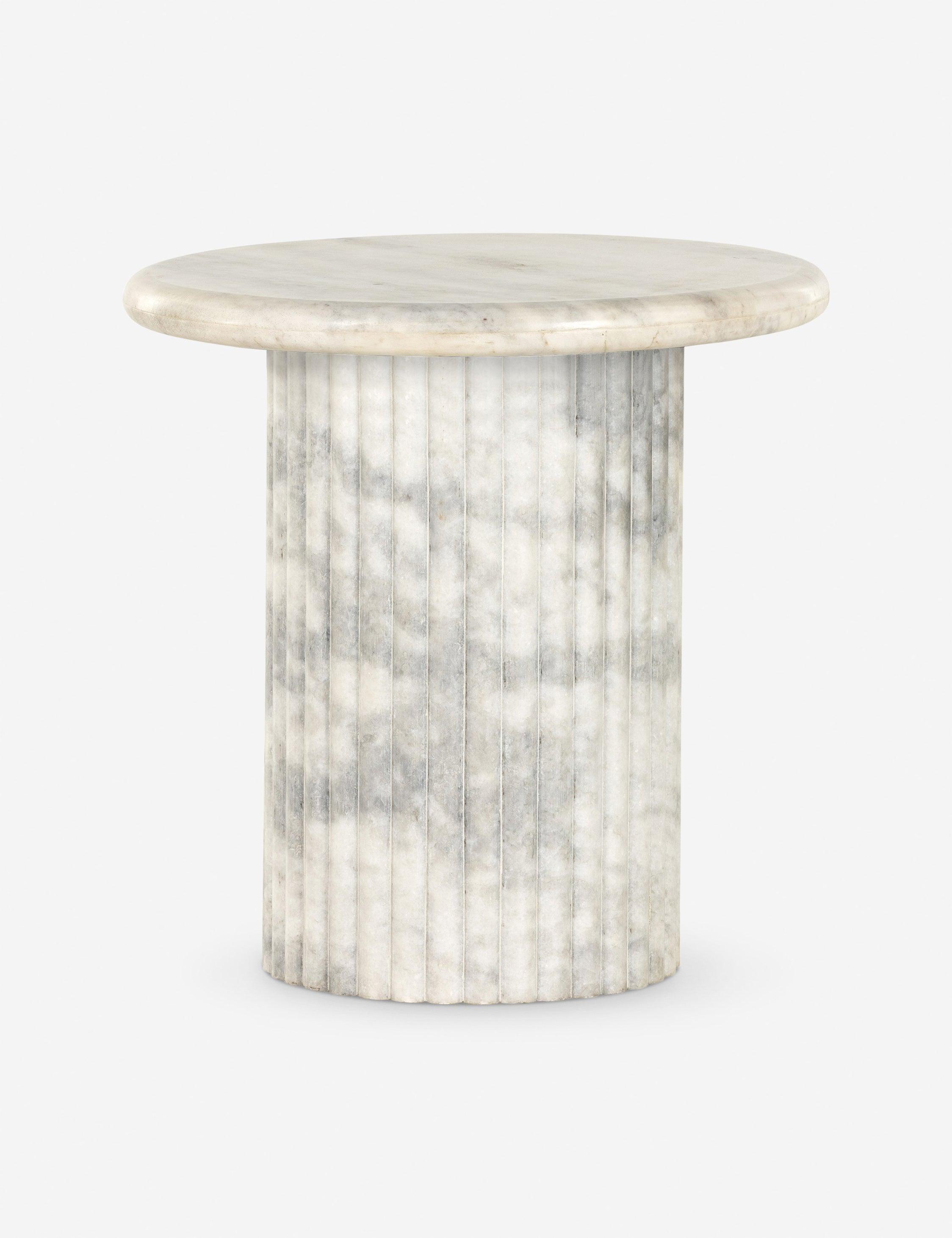 Mercer Round Side Table - White Marble