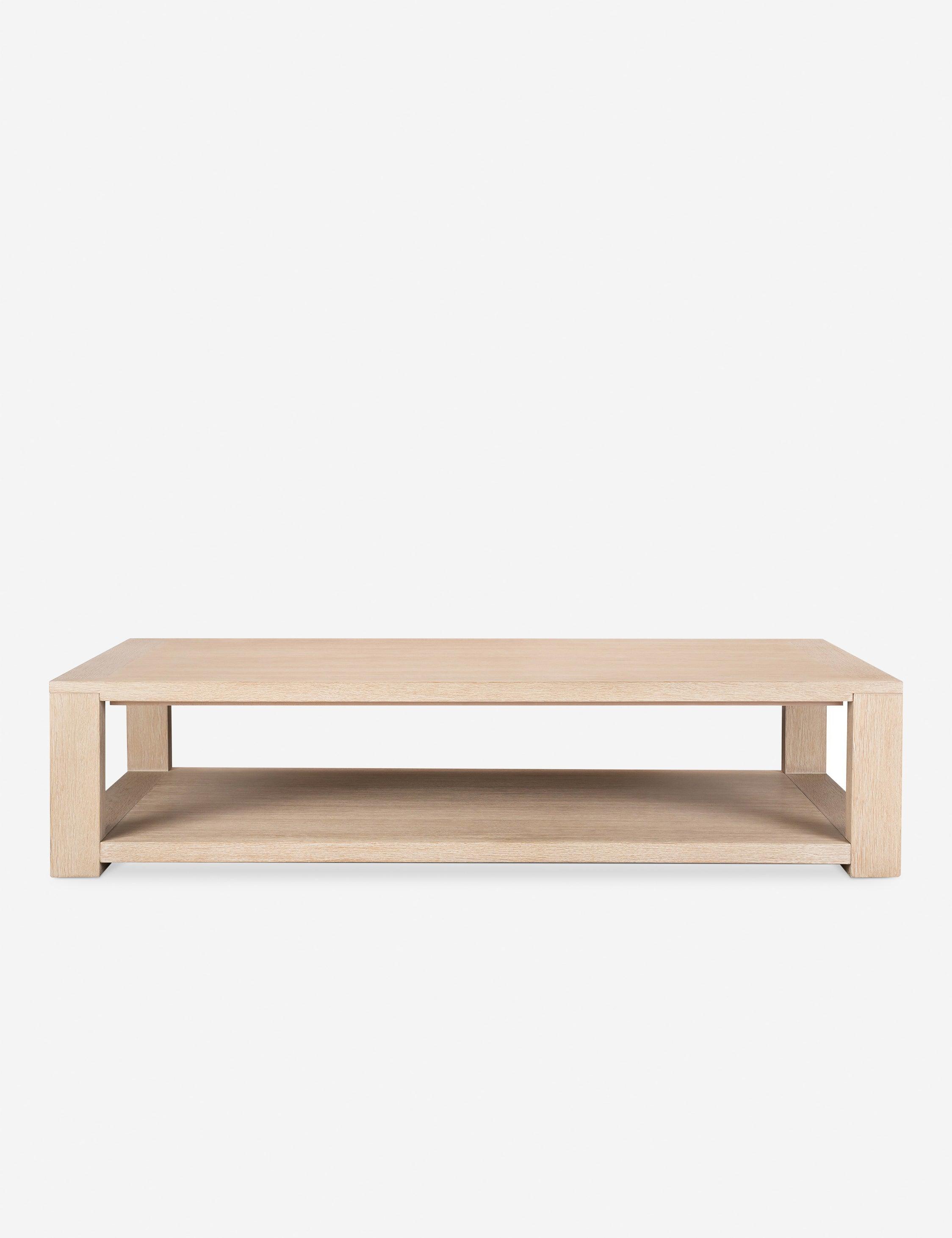 Natural Rectangular Wood Coffee Table with Storage