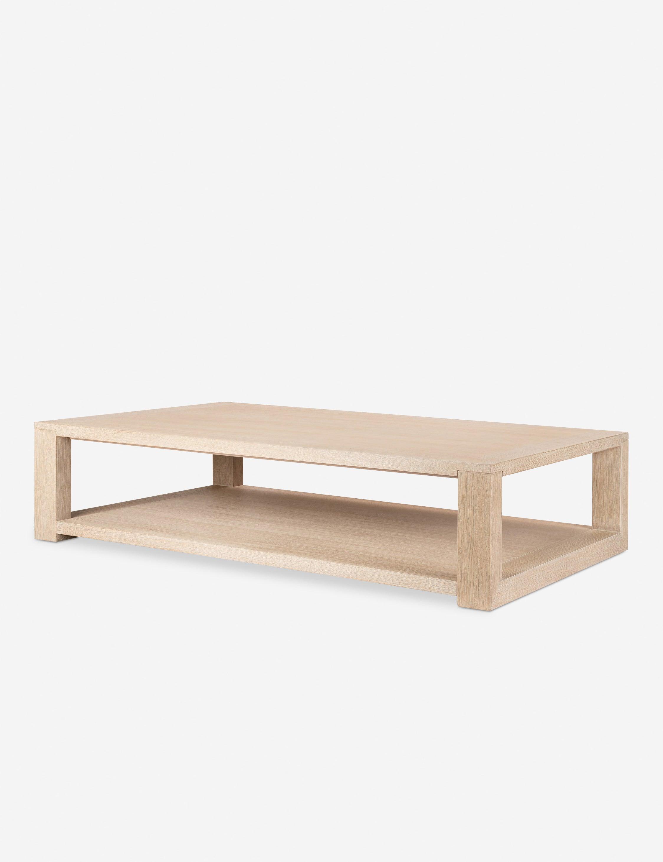 Natural Rectangular Wood Coffee Table with Storage