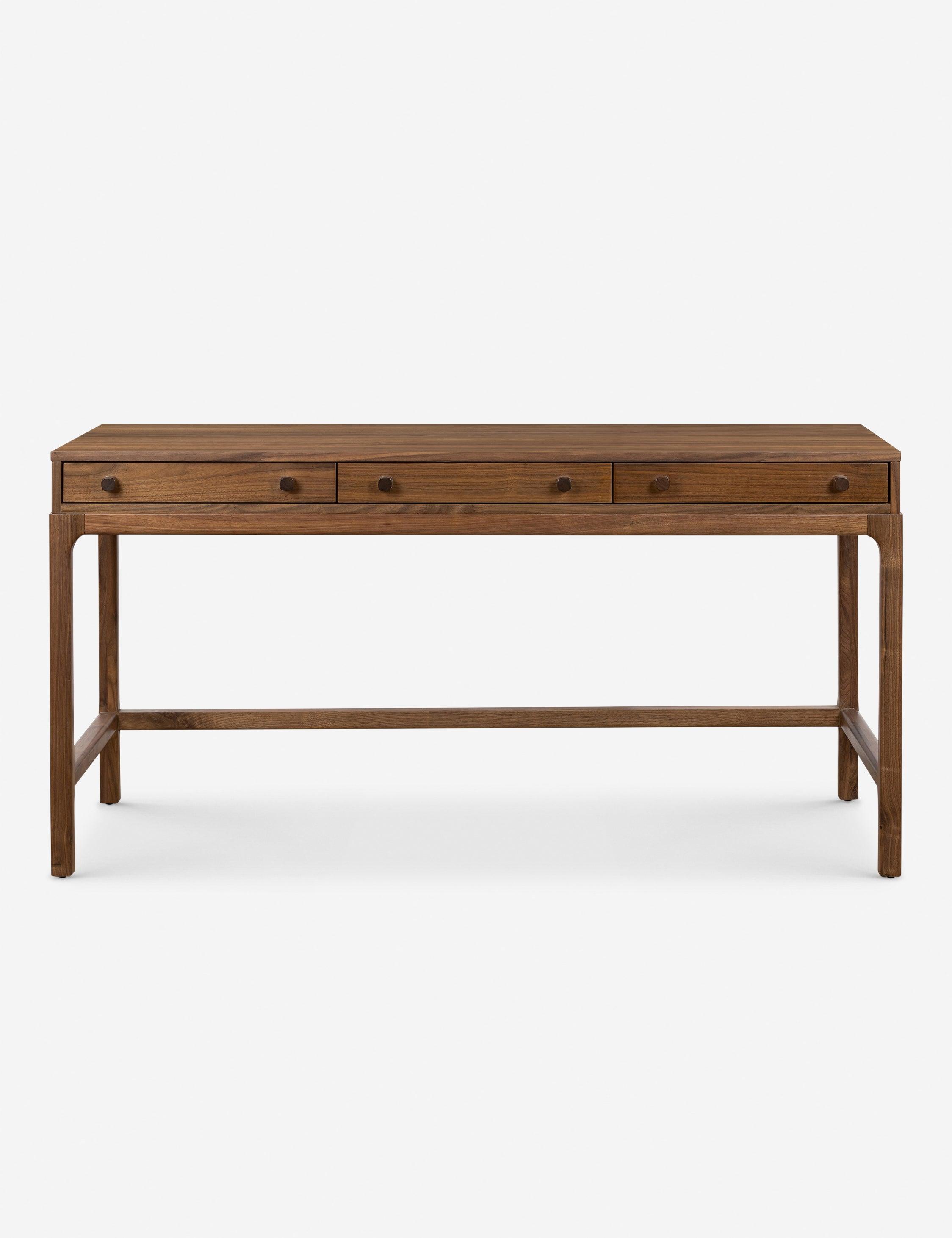 Daniella Modern Campaign Walnut Desk with Drawers - Brown