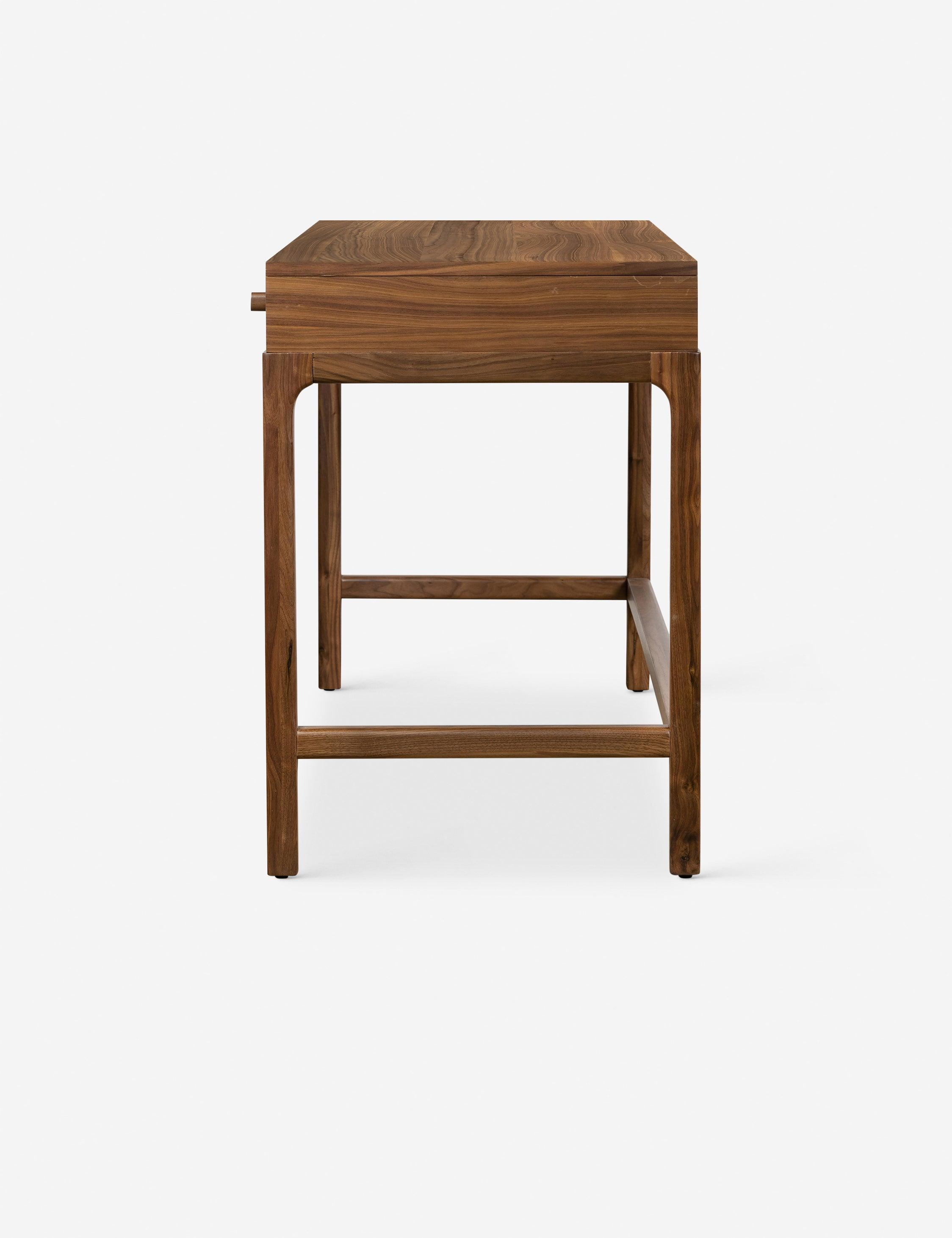 Daniella Modern Campaign Walnut Desk with Drawers - Brown