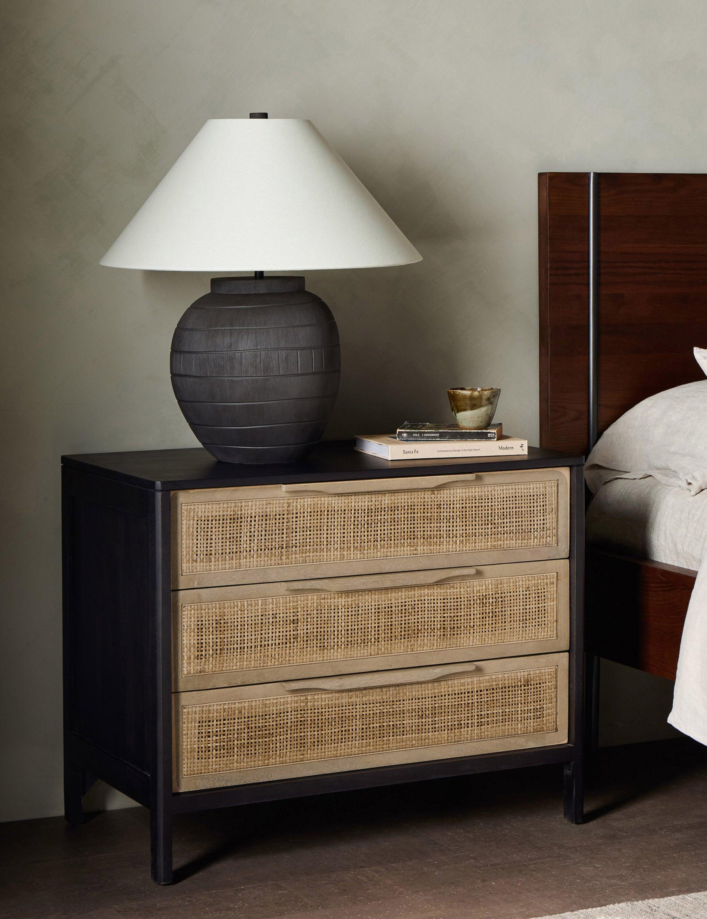 Hannah 3-Drawer Nightstand - Black and Natural