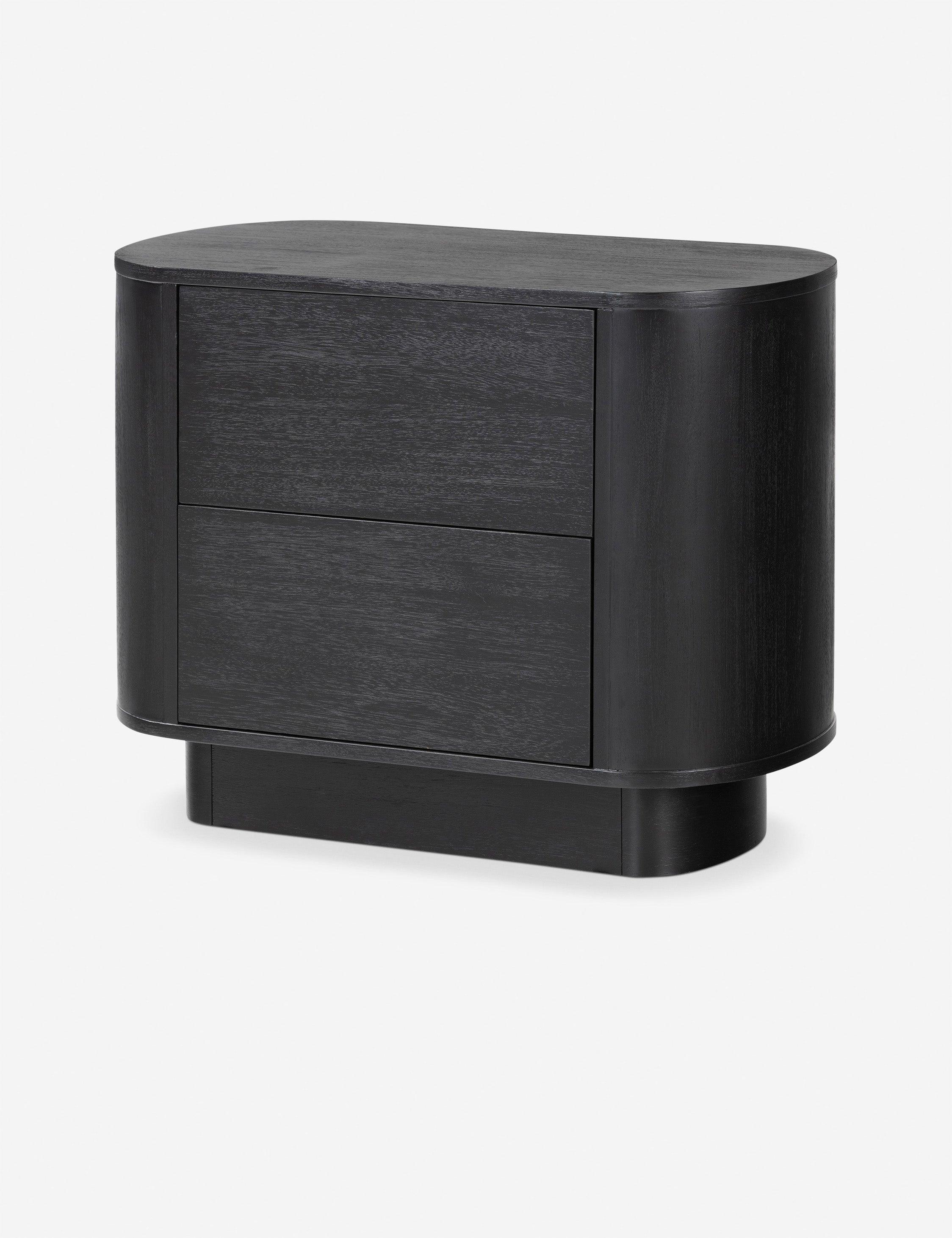 Paden Sculptural Aged Black Acacia 2-Drawer Nightstand