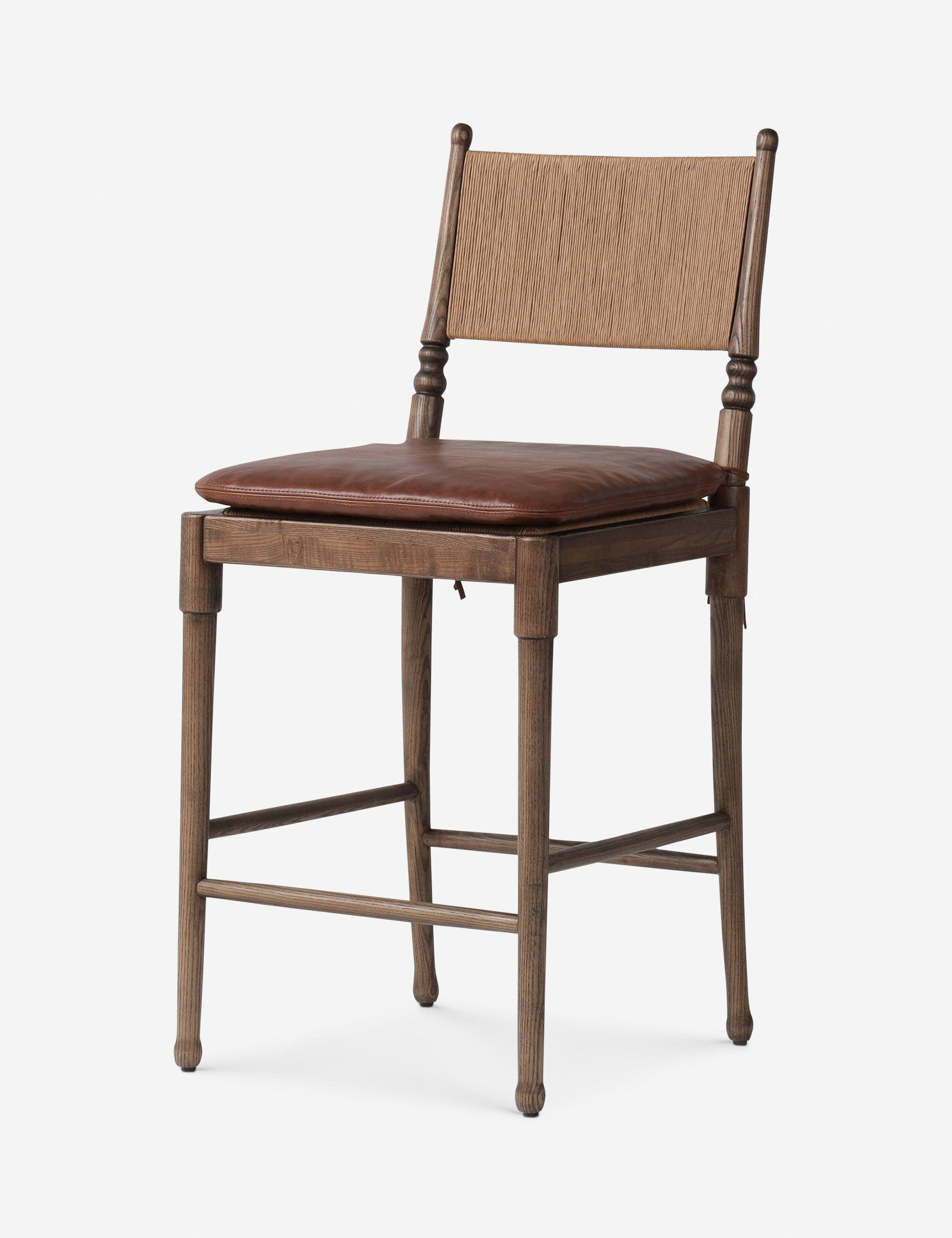Fayth Bar and Counter Stool by Amber Lewis x Four Hands - Mahogany Leather / Counter