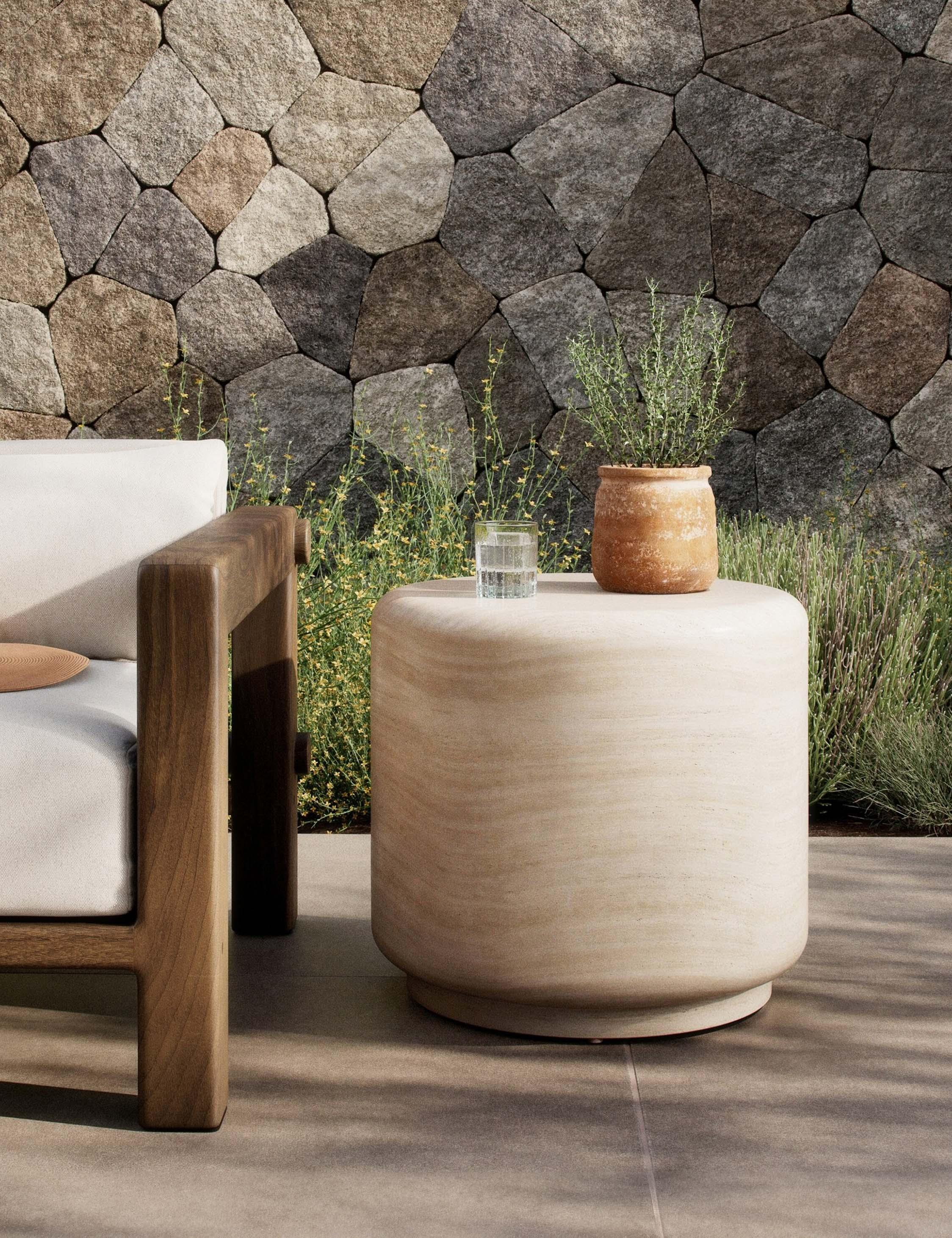 Venetia Indoor / Outdoor Round Side Table by Amber Lewis x Four Hands - Vintage White