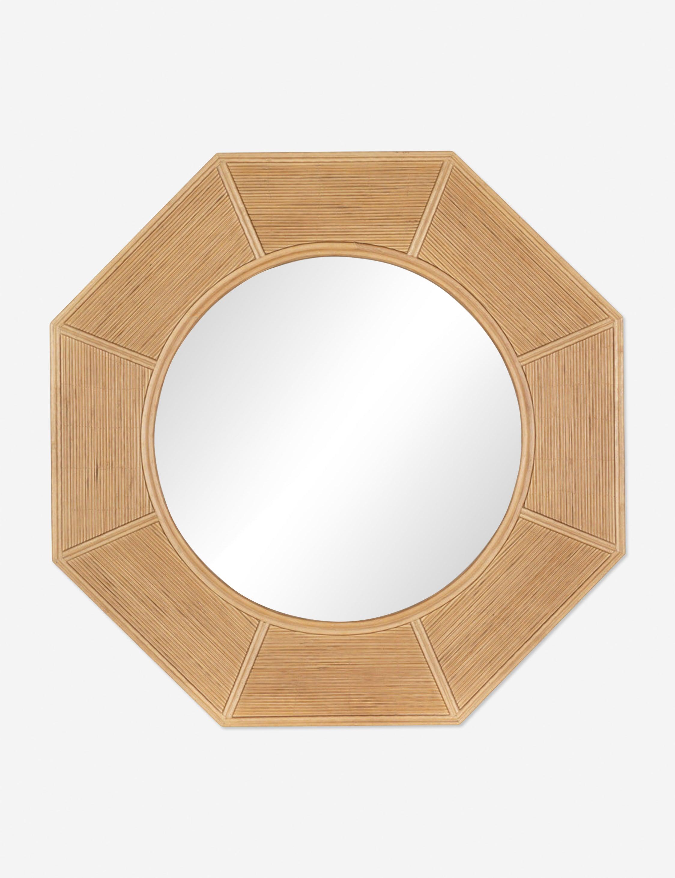 Bellamy Round 41" Natural Wood Geometric Wall Mirror