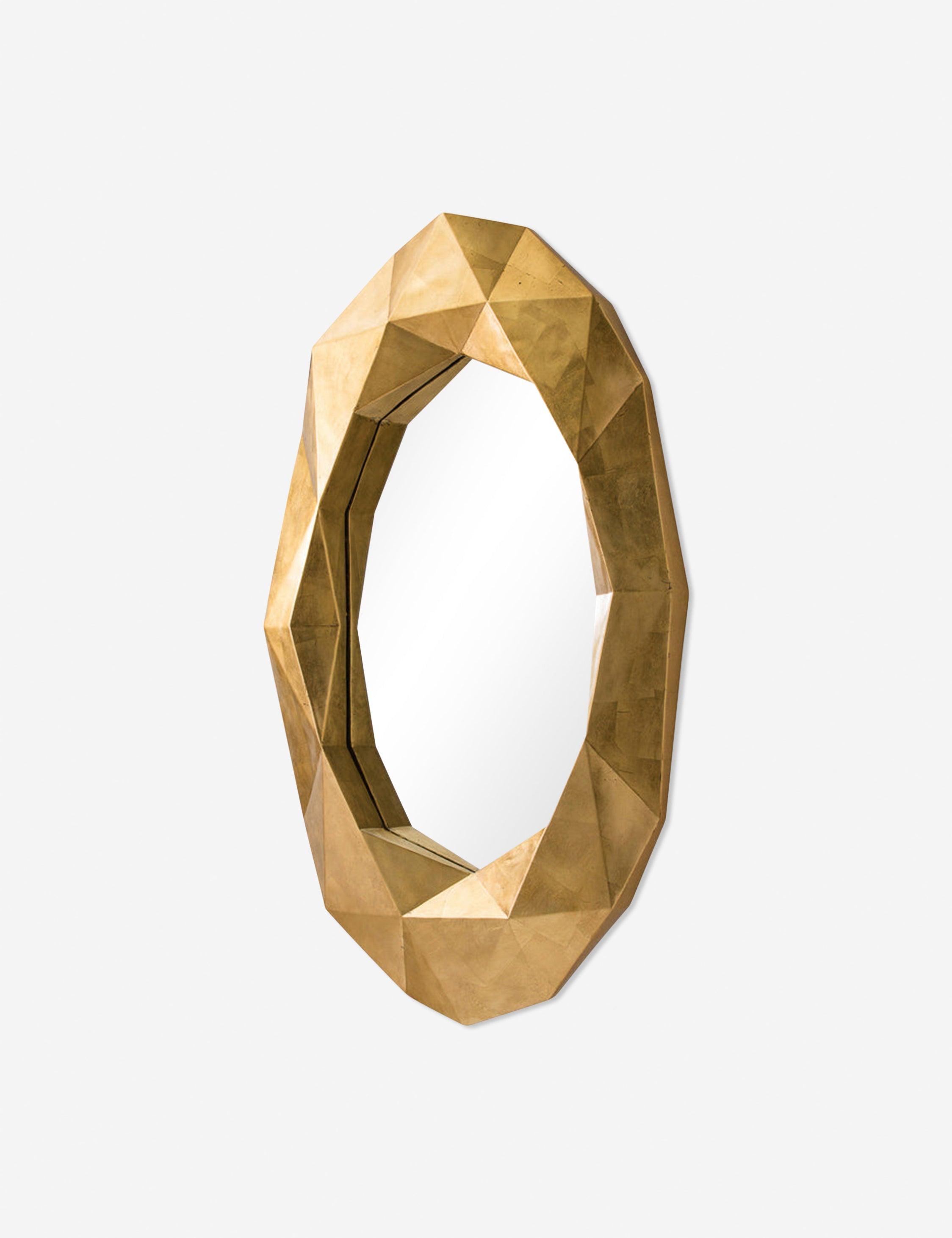 Fallon Geometric Gold Leaf 52" Oval Statement Mirror