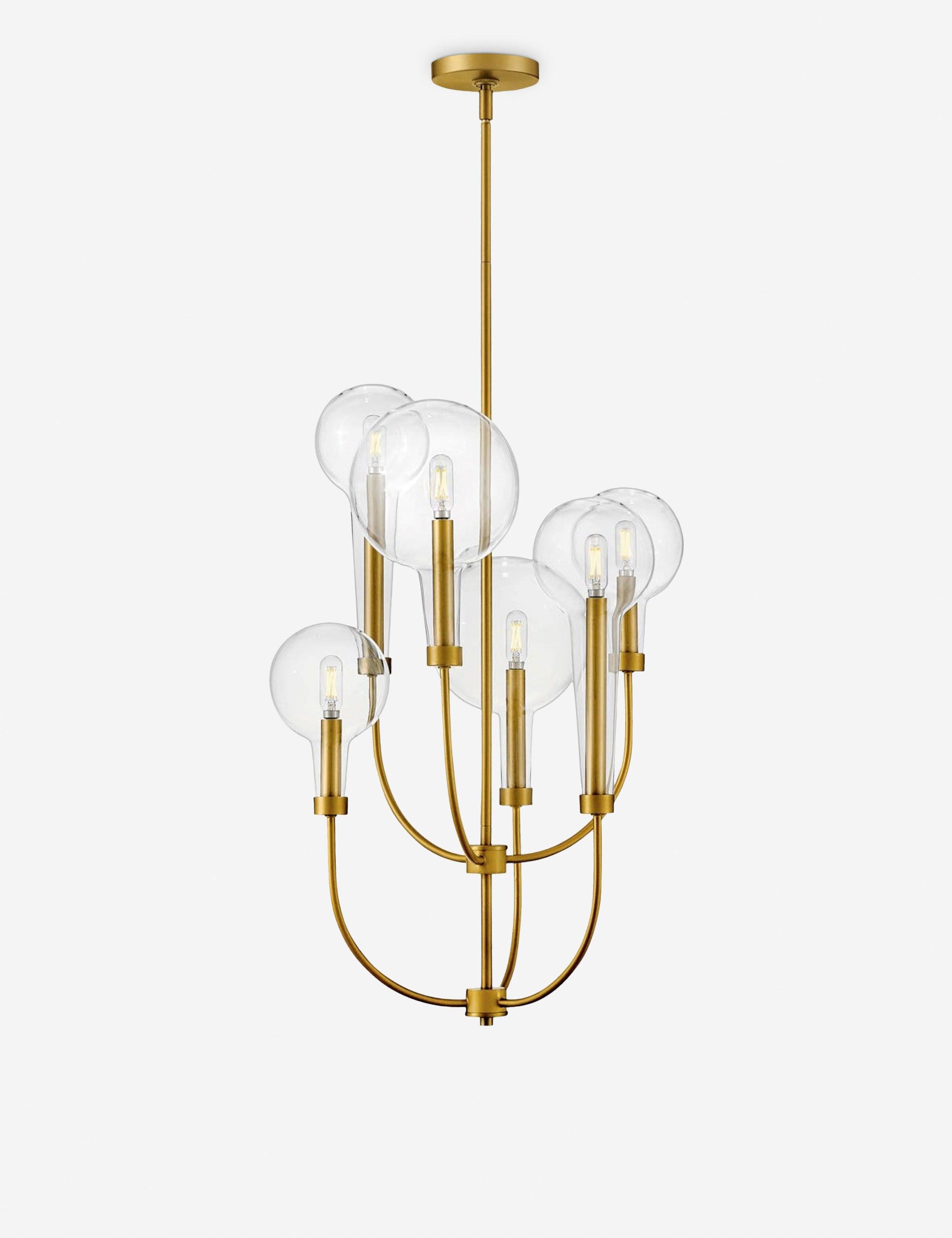 Alchemy 6-Light Lacquered Brass Cage Chandelier with Clear Glass