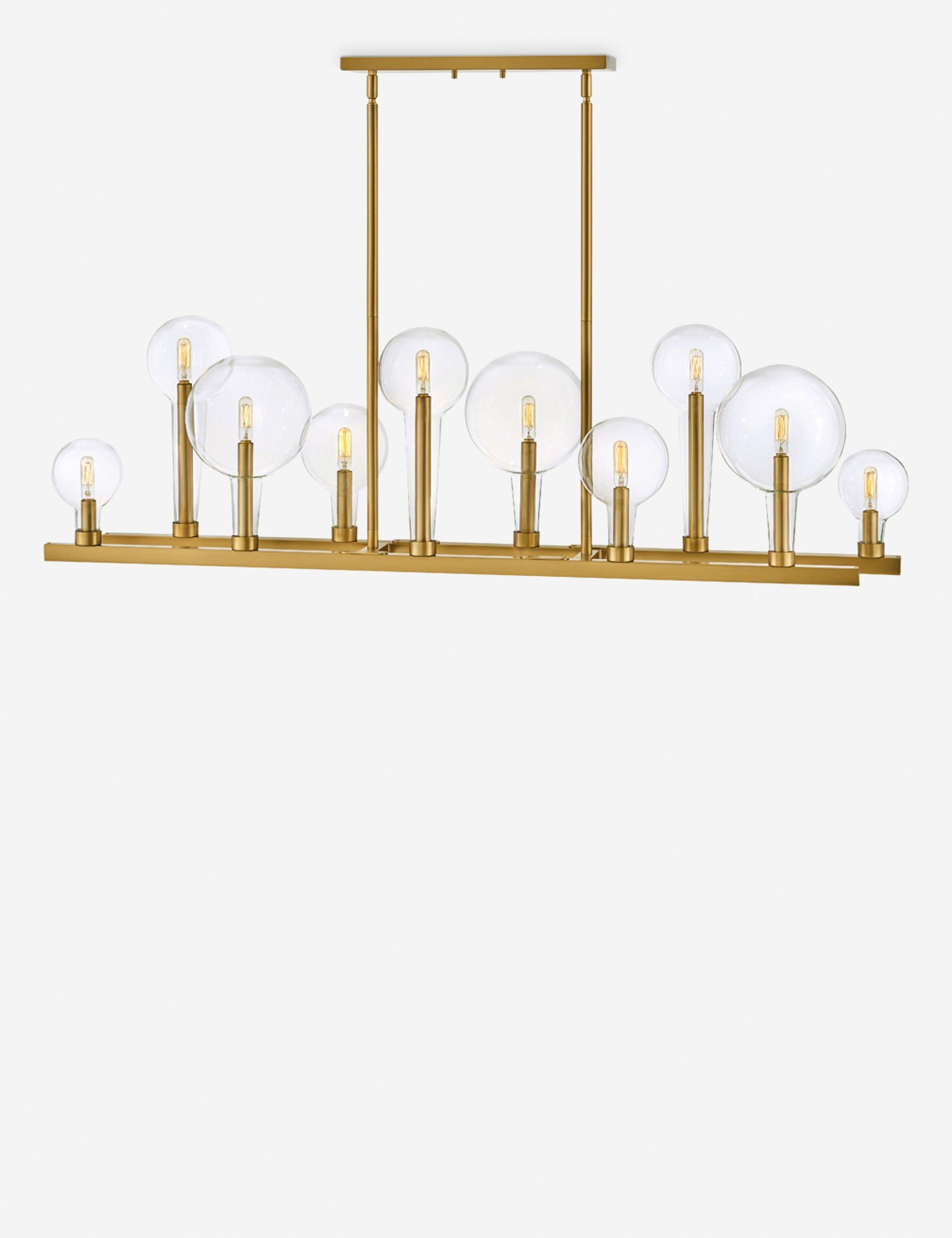 Alchemy 10-Light Lacquered Brass Cage Linear Chandelier