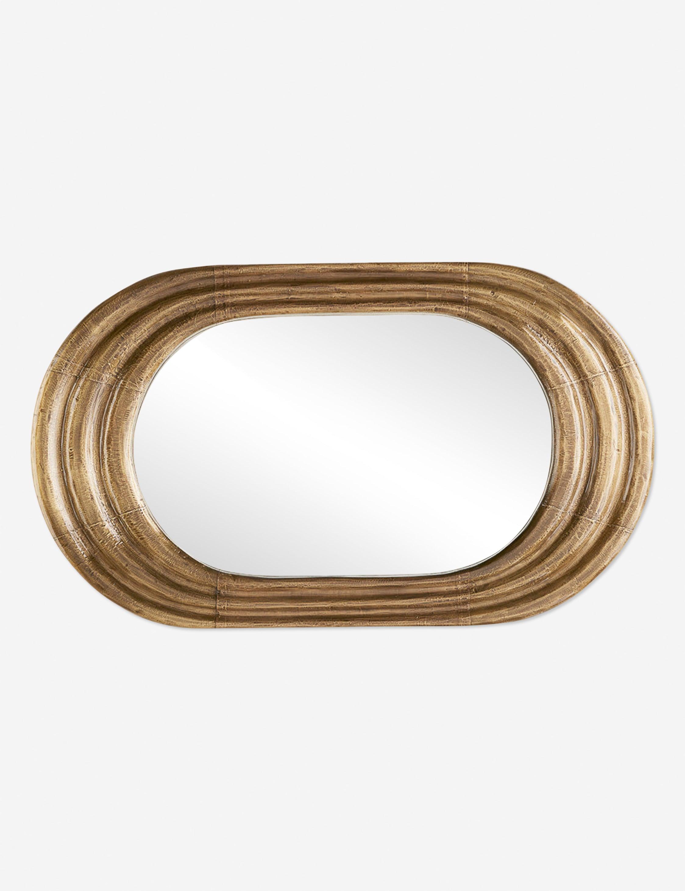 Georgina Mid-Century Modern Oval Wall Mirror in Dark Antique Brass