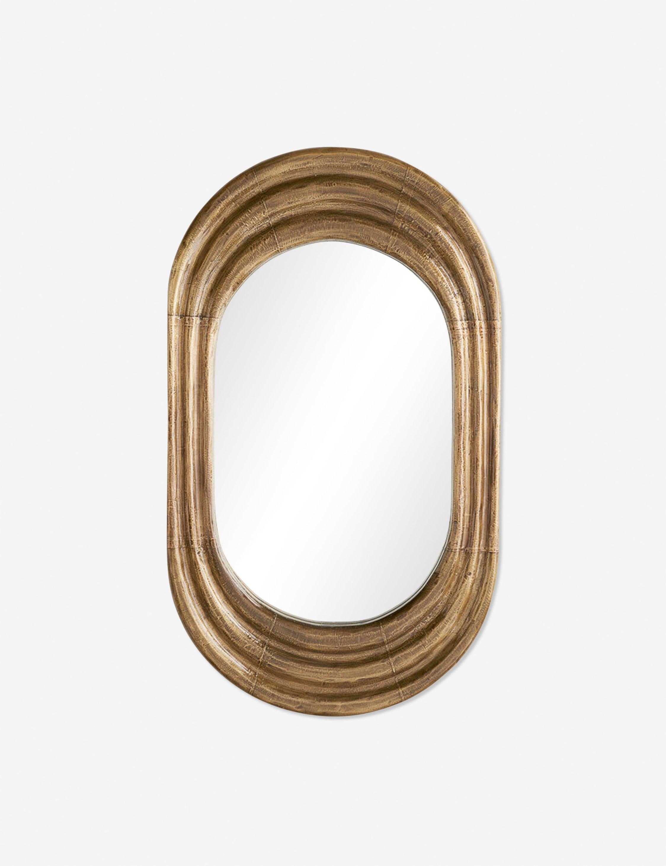 Georgina Mid-Century Modern Oval Wall Mirror in Dark Antique Brass