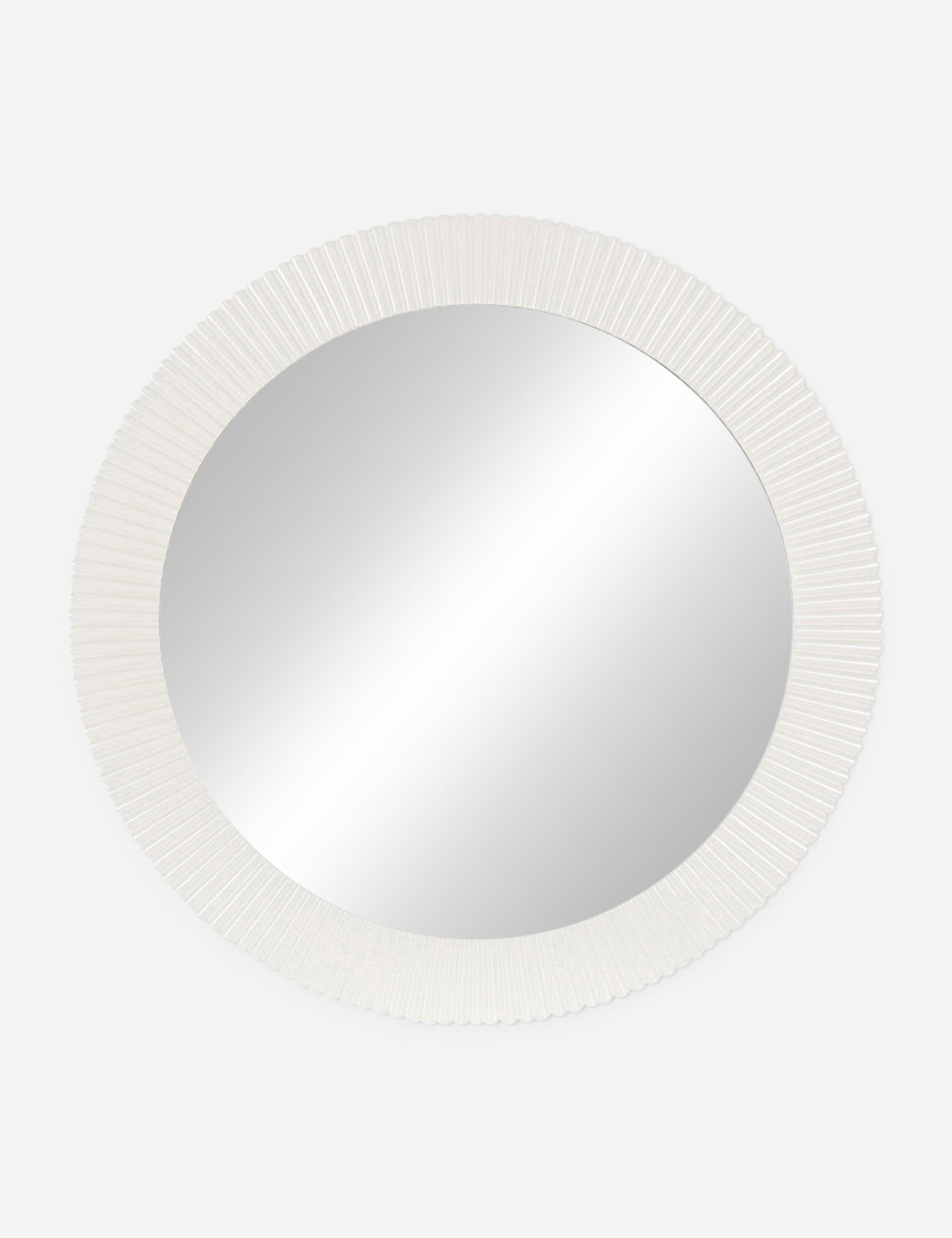 Novalee 36'' Chic White Round Scalloped Wall Mirror