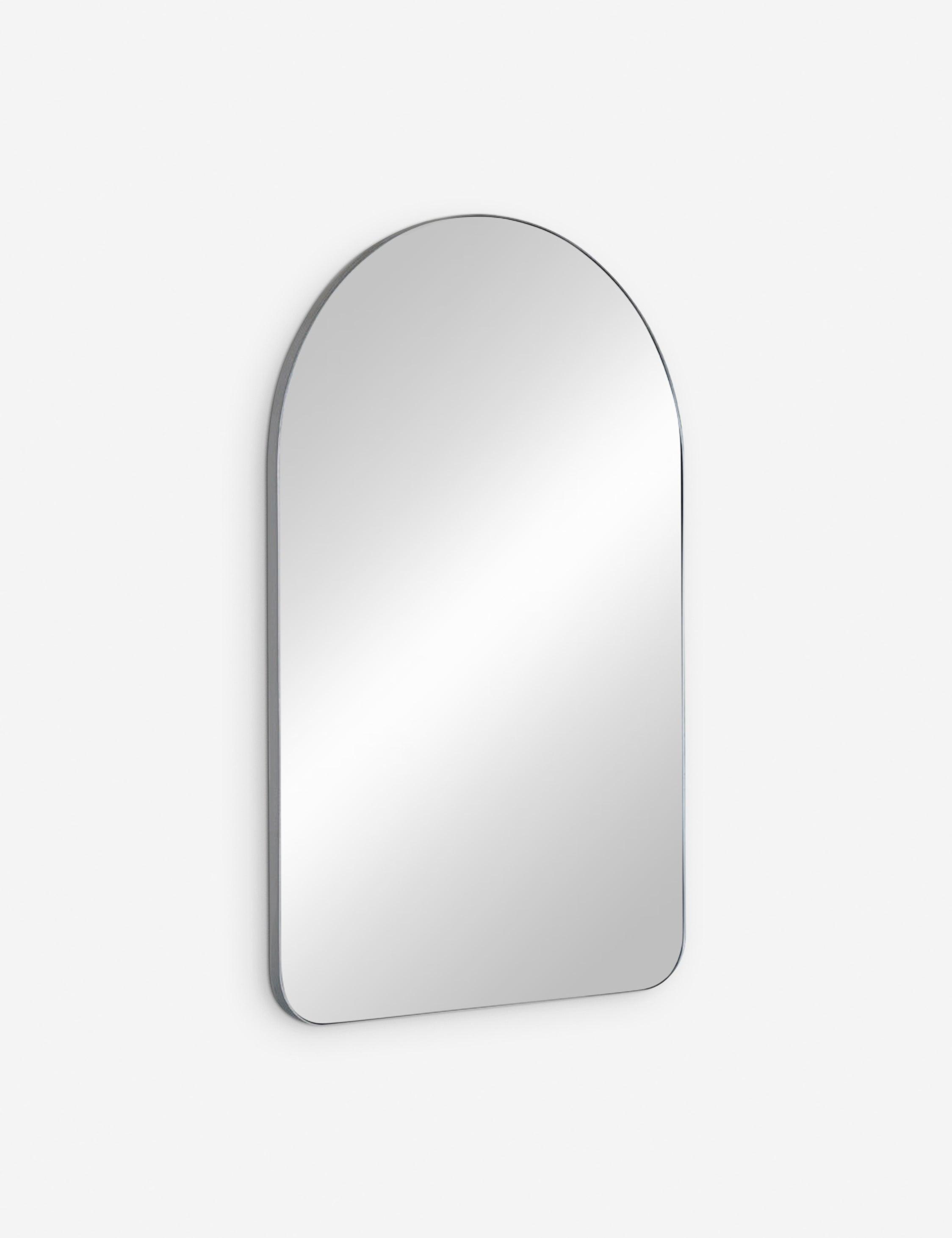 Elegant Gerrard Arched Silver Wall Mirror, 38x24 Inches