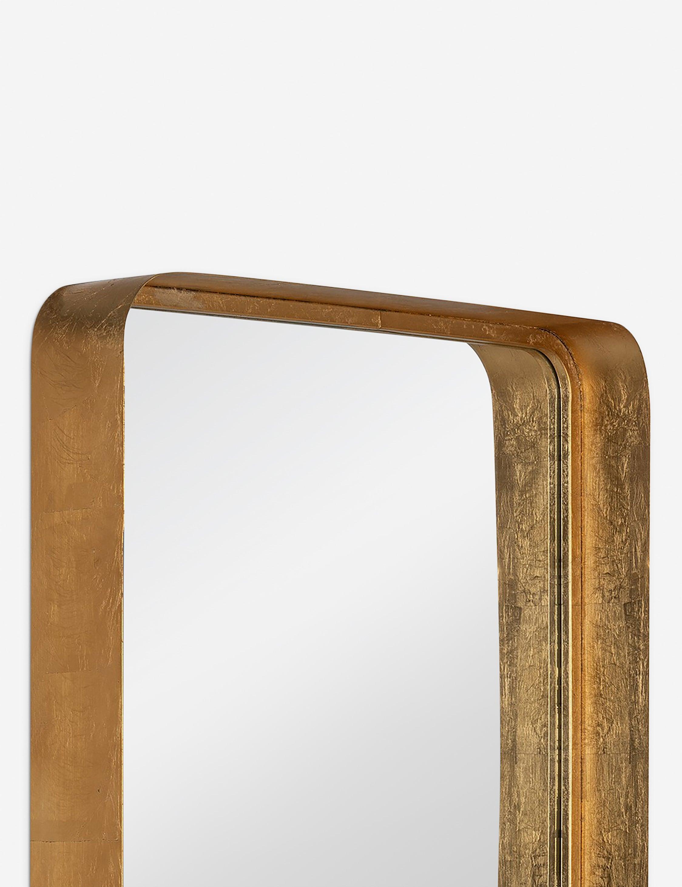 Elegant Rectangular Bronze and Gold Wood Bathroom Vanity Mirror with Shelf