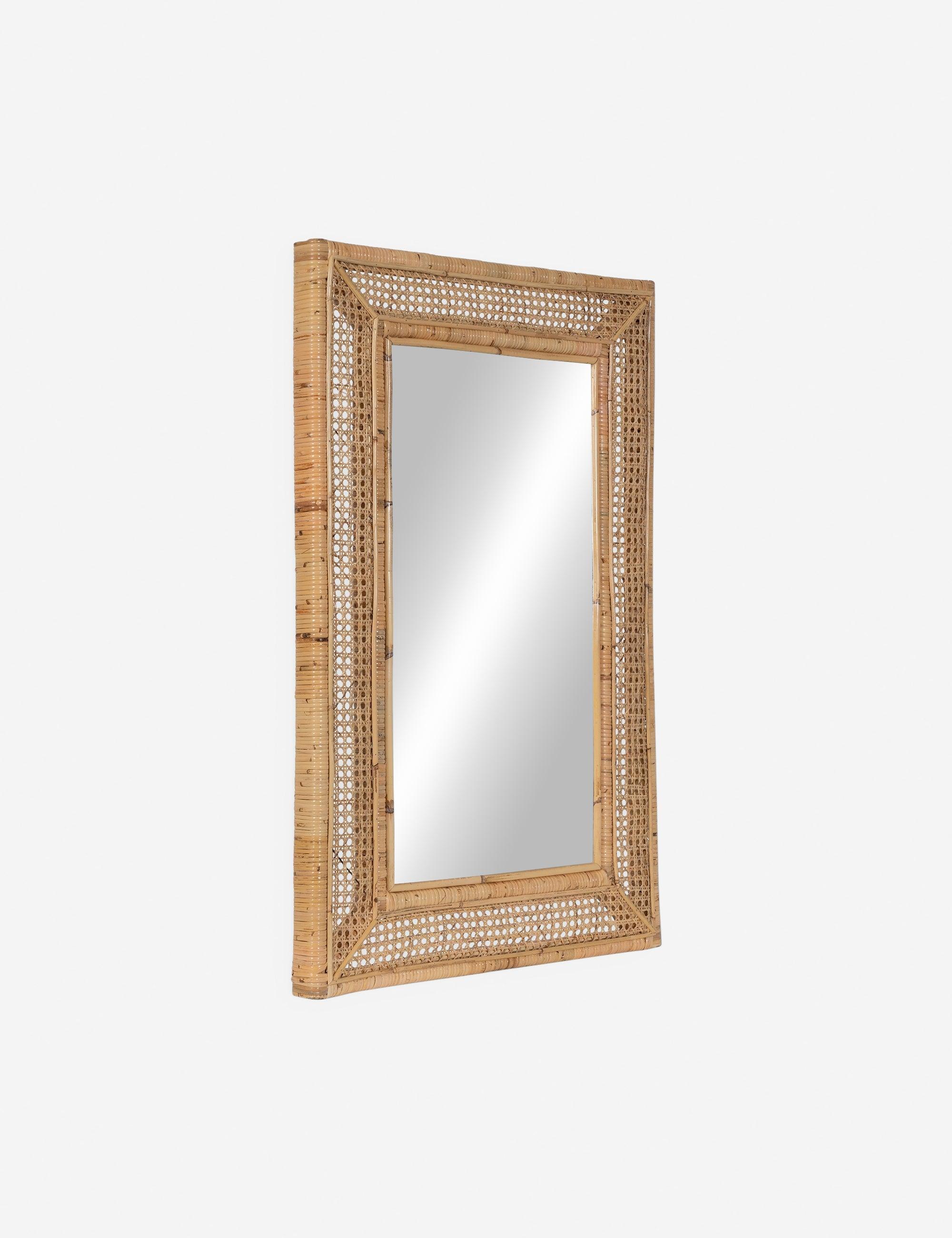 Jameson Rectangular Rattan and Gold Wall Mirror 36x24