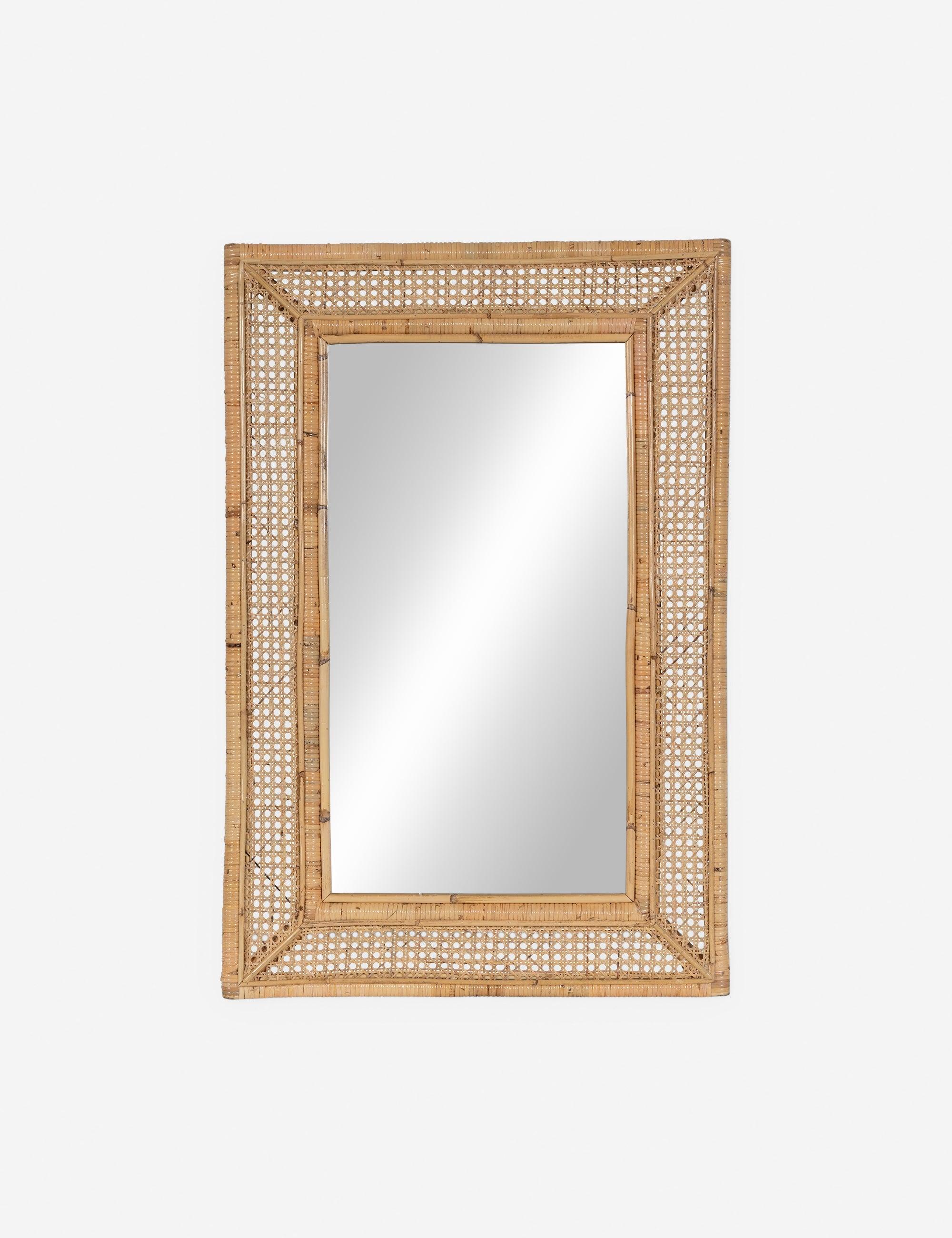 Jameson Rectangular Rattan and Gold Wall Mirror 36x24