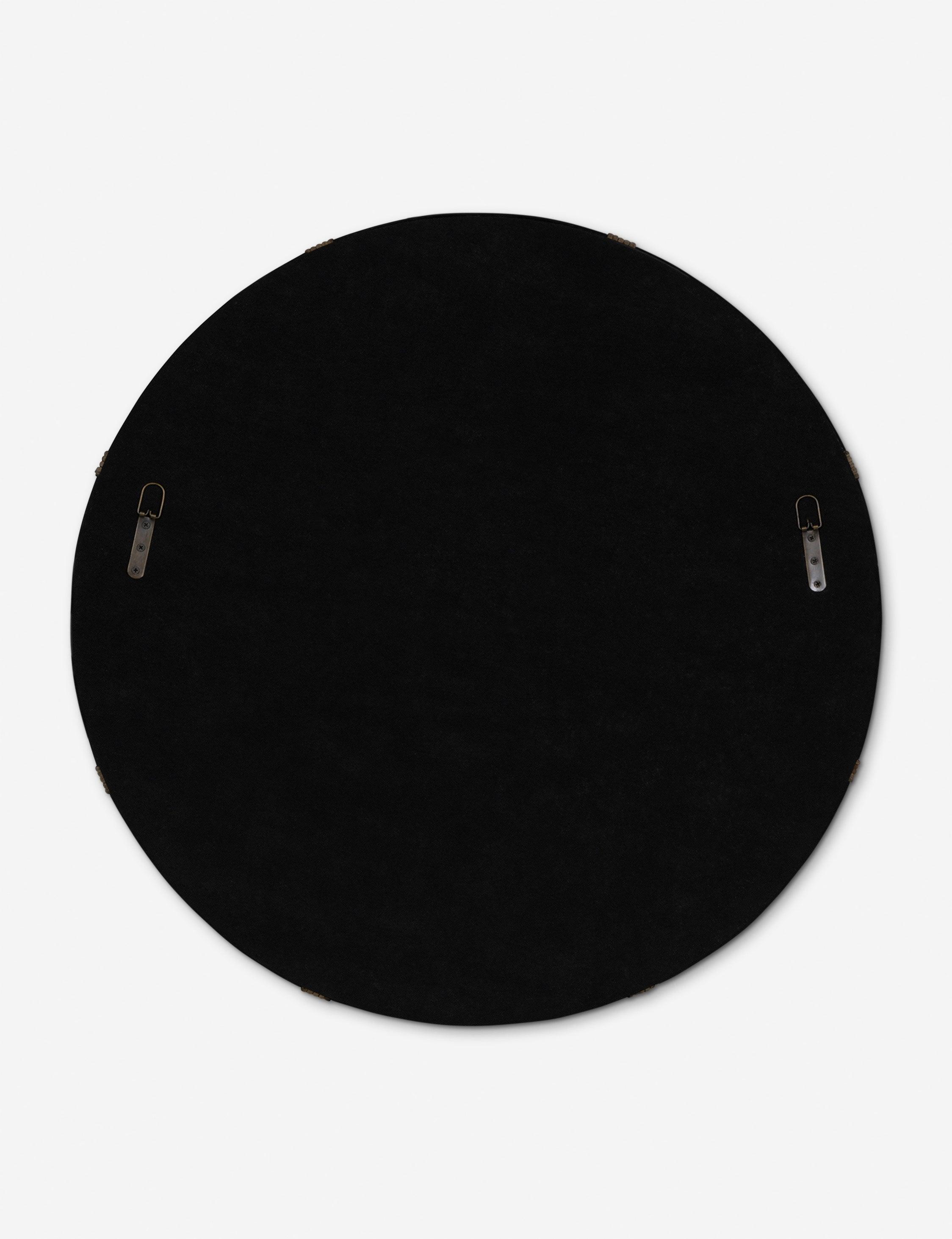 Evan 34.5'' Black Modern Industrial Round Wood Wall Mirror