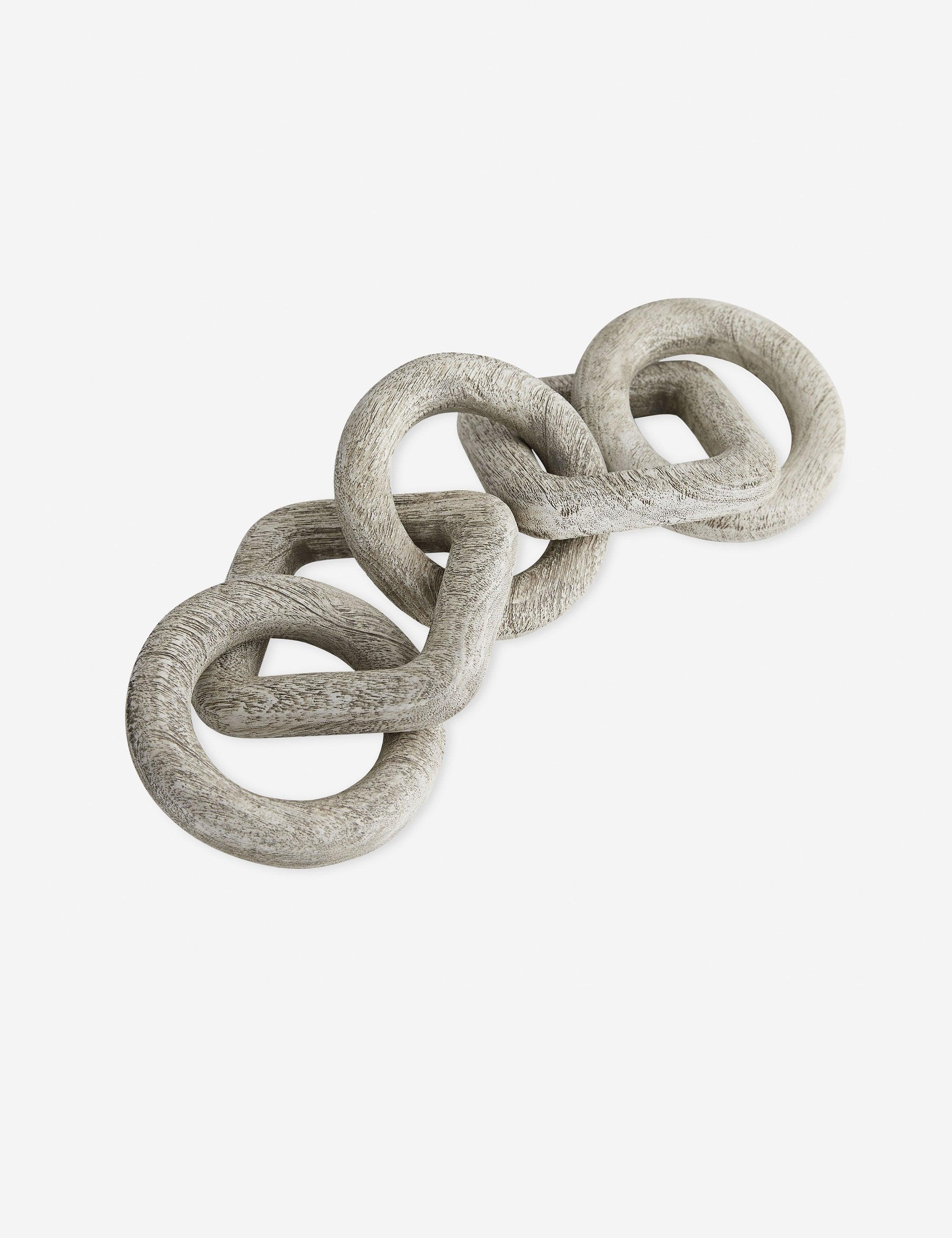 Gray Wood Interlocking Chain Wall Sculpture