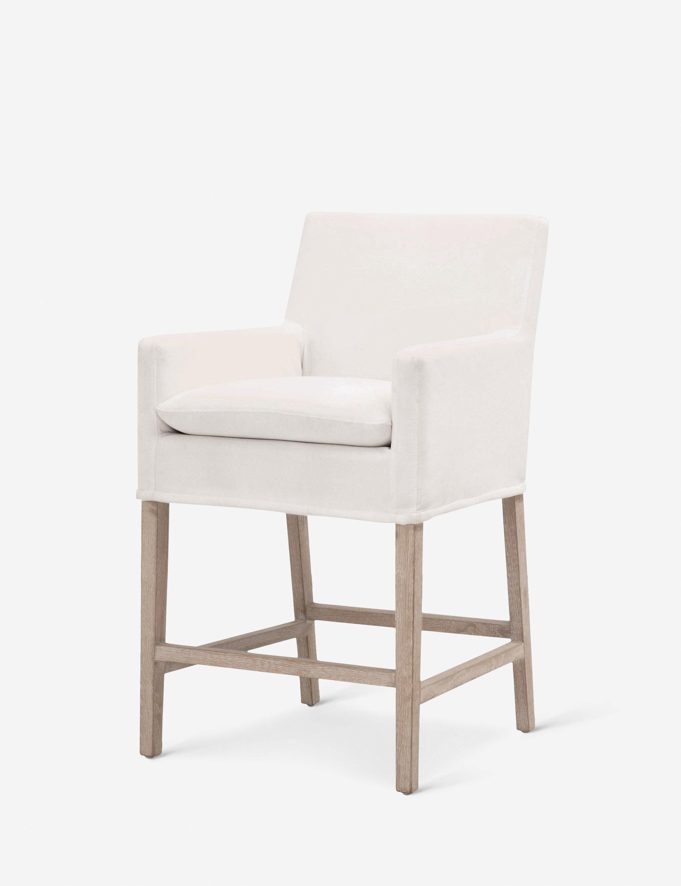 Peyton Pearl White and Natural Gray Oak Counter Stool