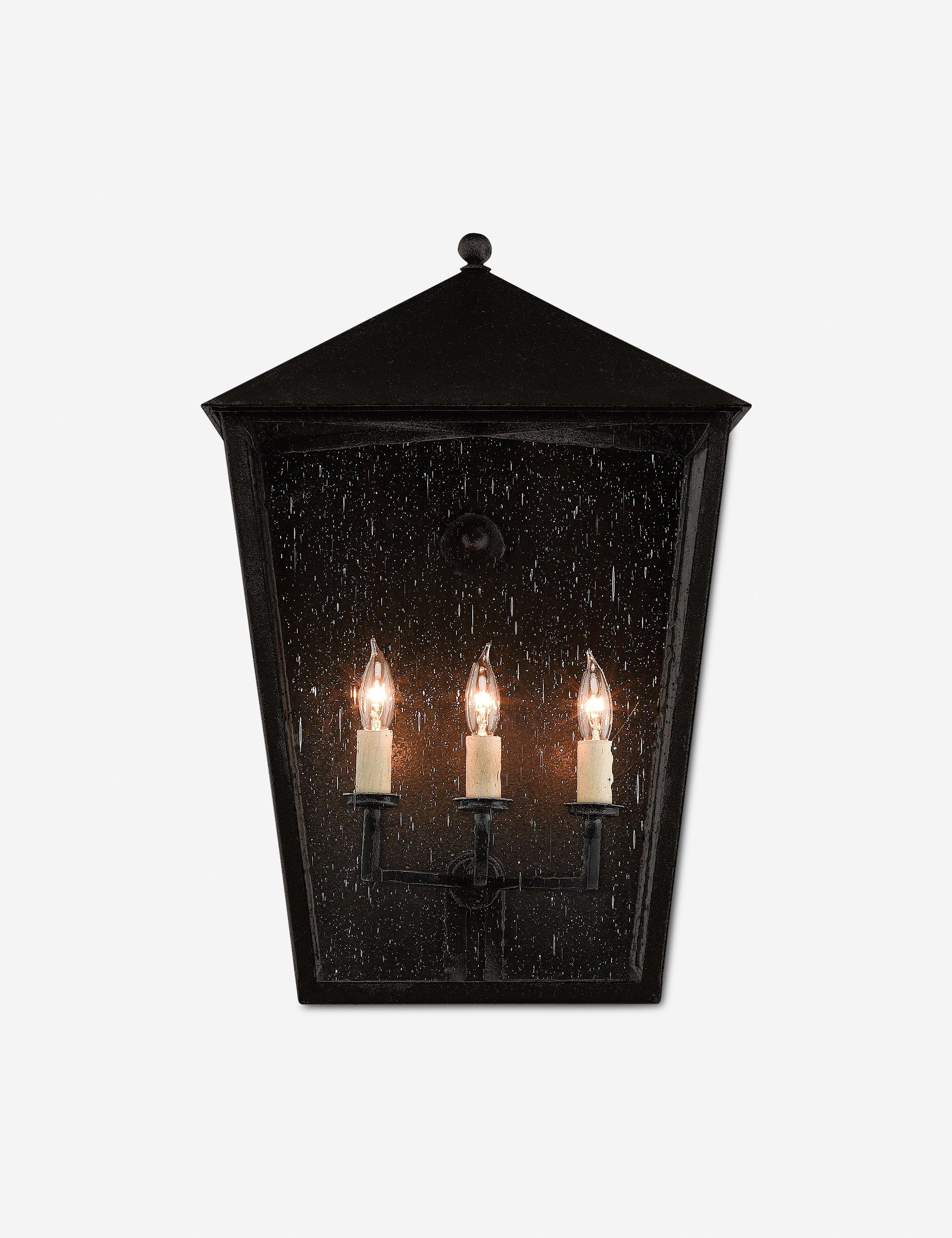 Midnight Elegance Large Black Iron Outdoor Wall Sconce