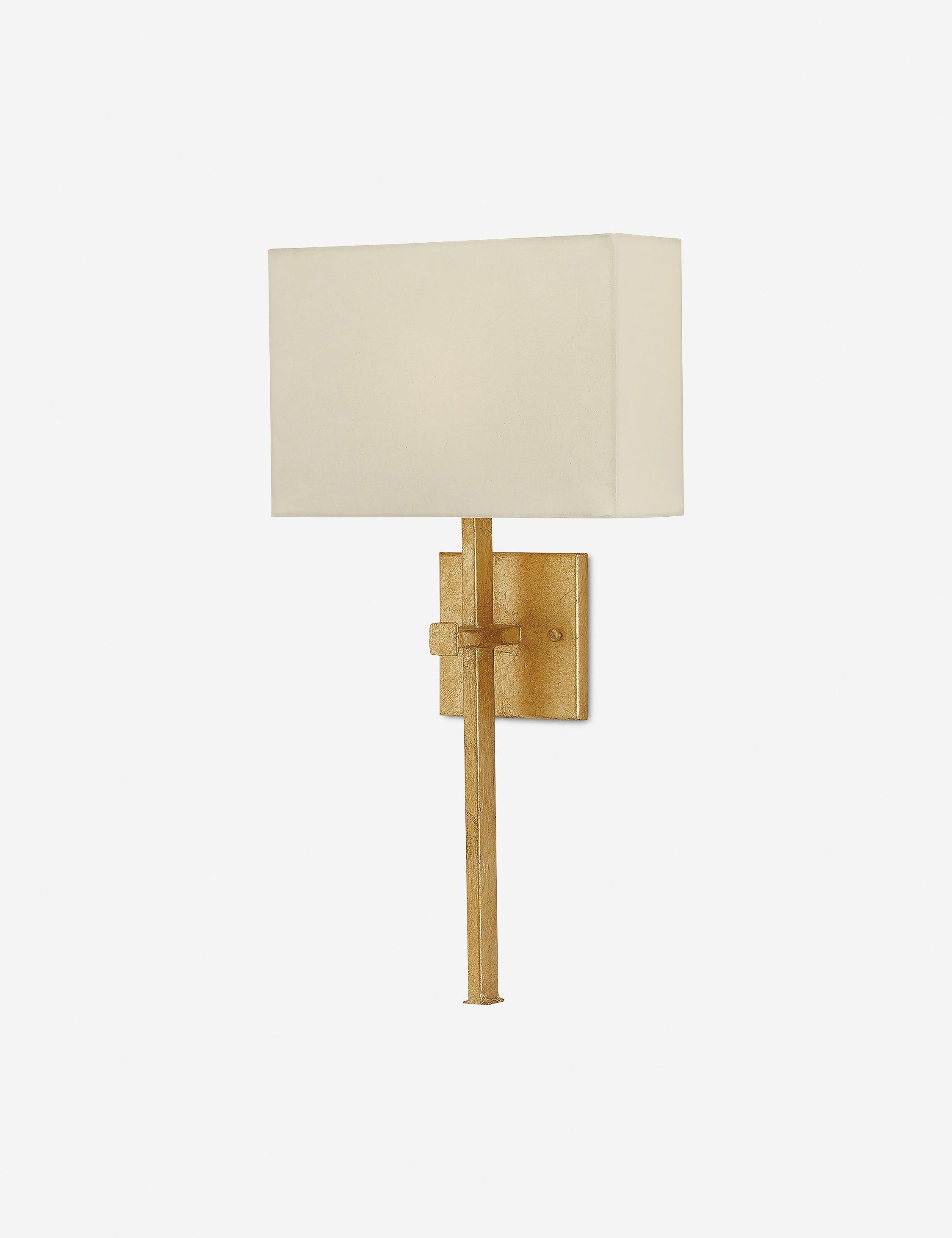 Antique Gold Leaf Wall Sconce with Champagne Silk Shade