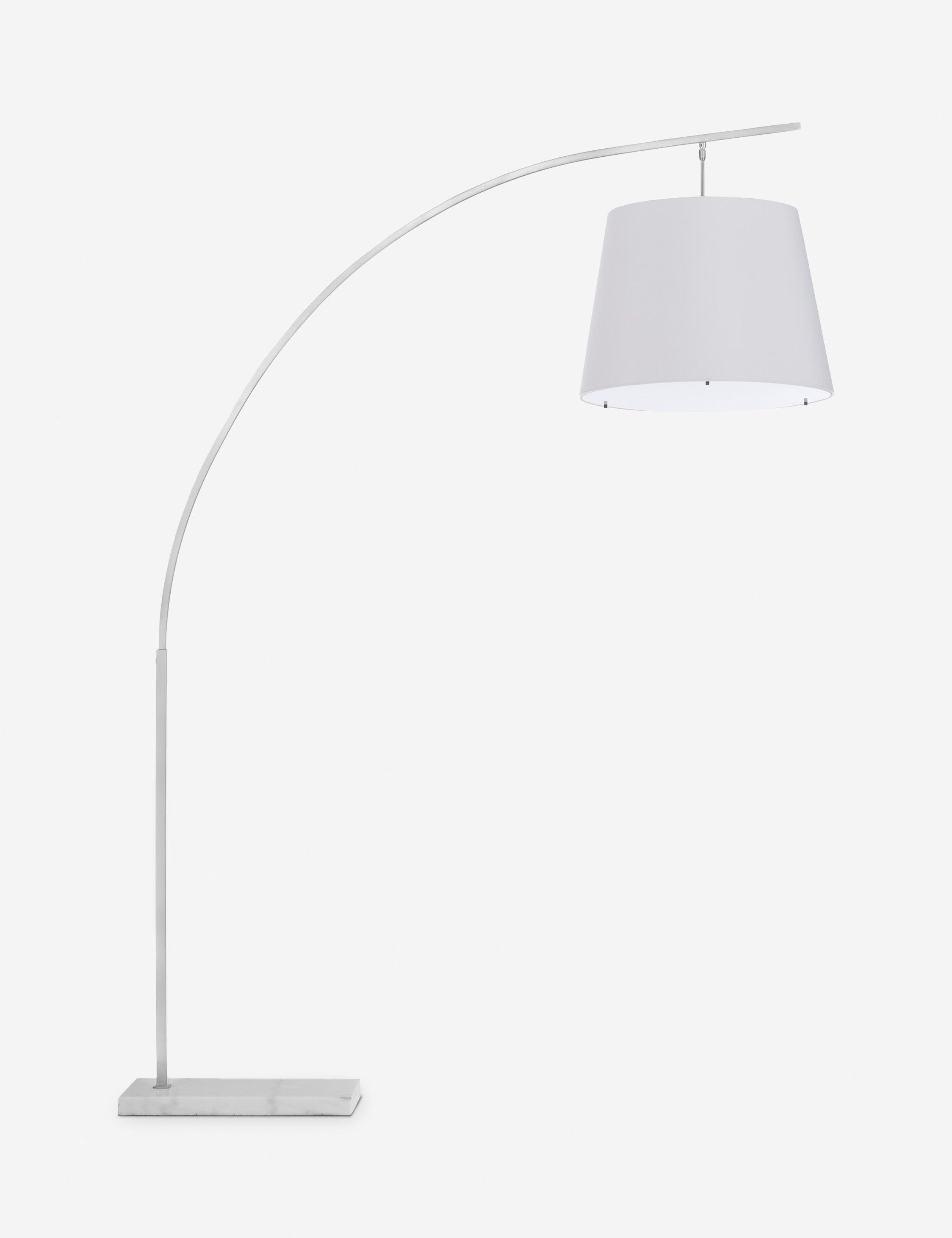 Brushed Nickel Arc Floor Lamp with White Shade