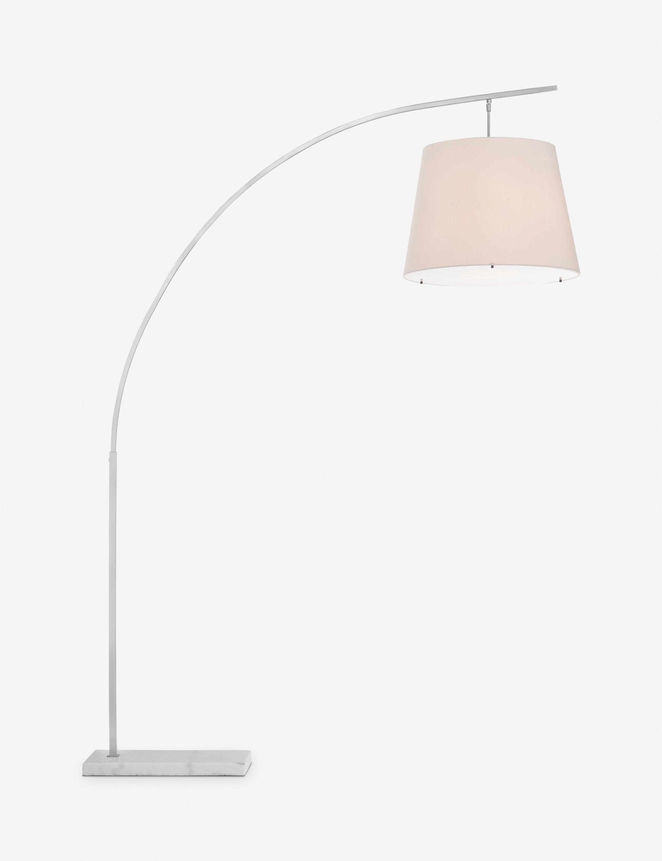 Brushed Nickel Arc Floor Lamp with White Shade