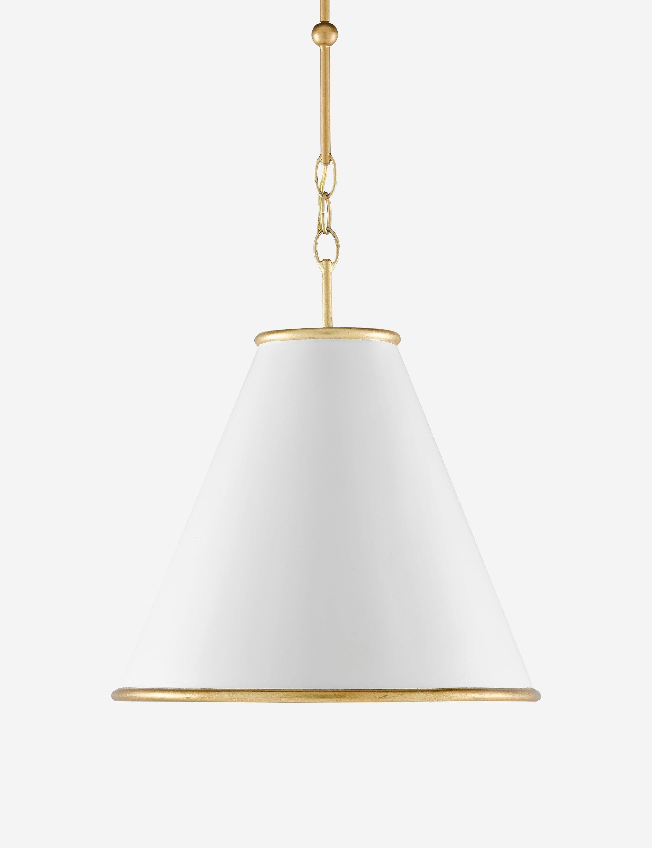 Adkins Adjustable Height Gold and White Cone Pendant Light