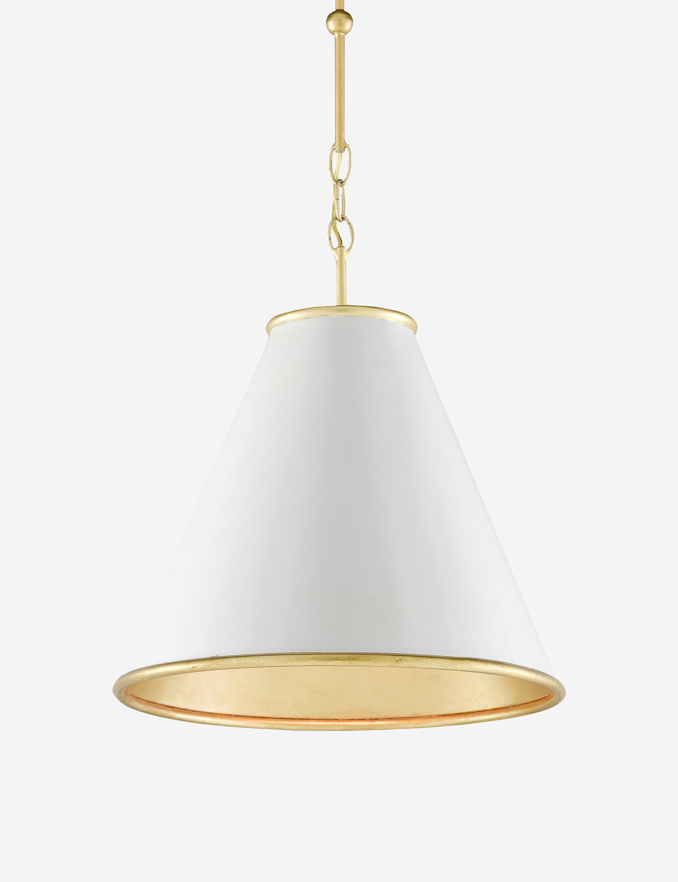 Adkins Adjustable Height Gold and White Cone Pendant Light