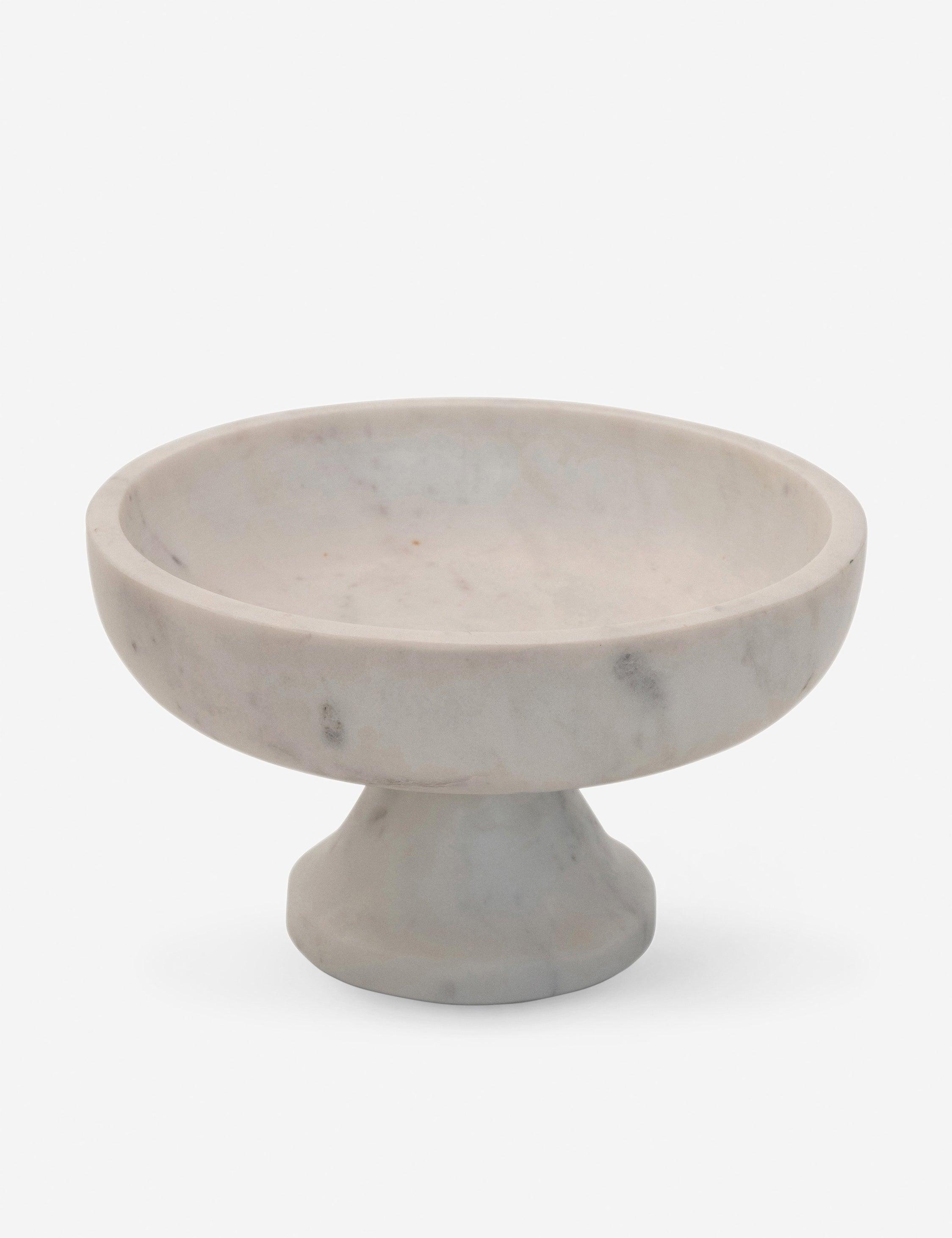 White Marble Footed Bowl for Serving and Display