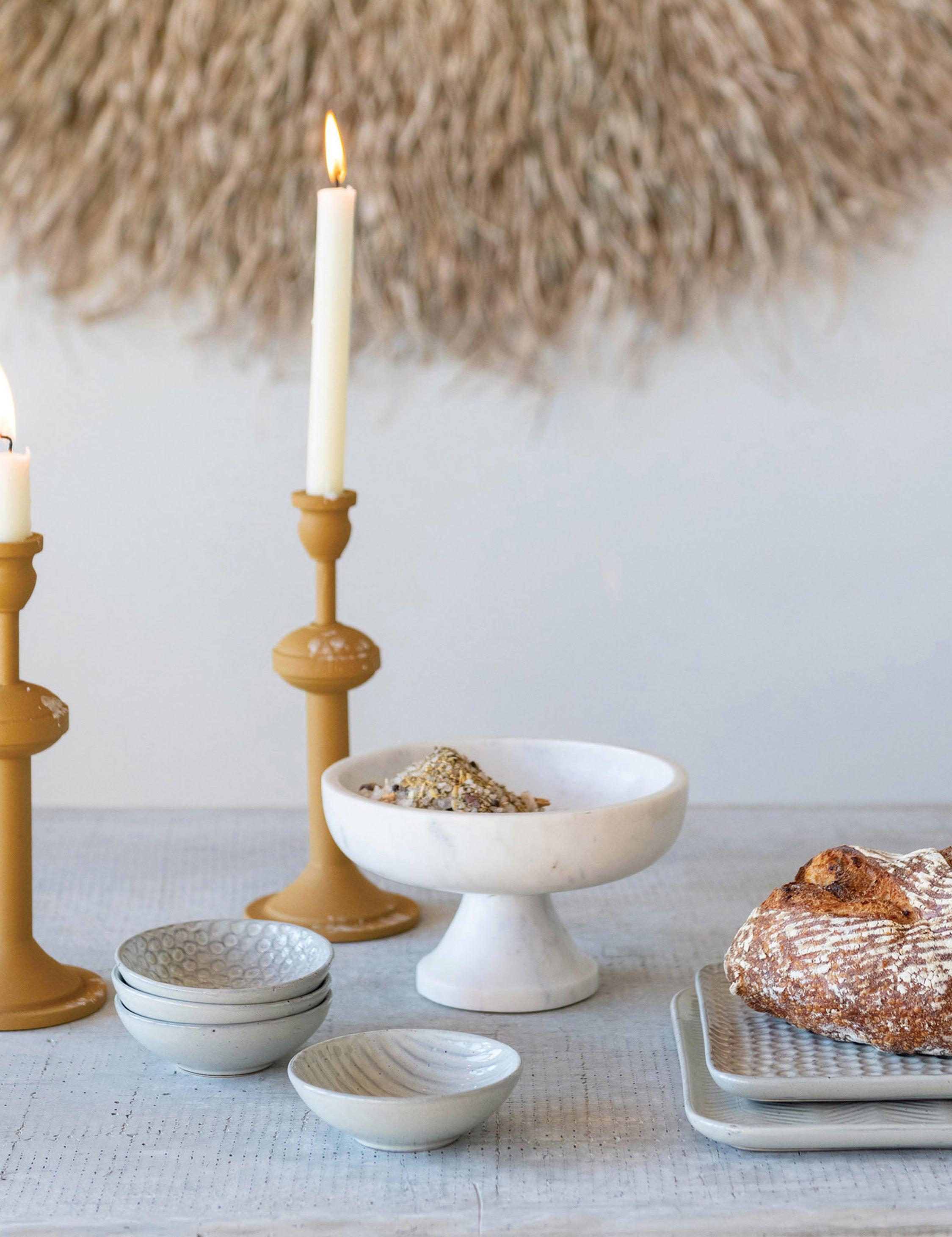 White Marble Footed Bowl for Serving and Display