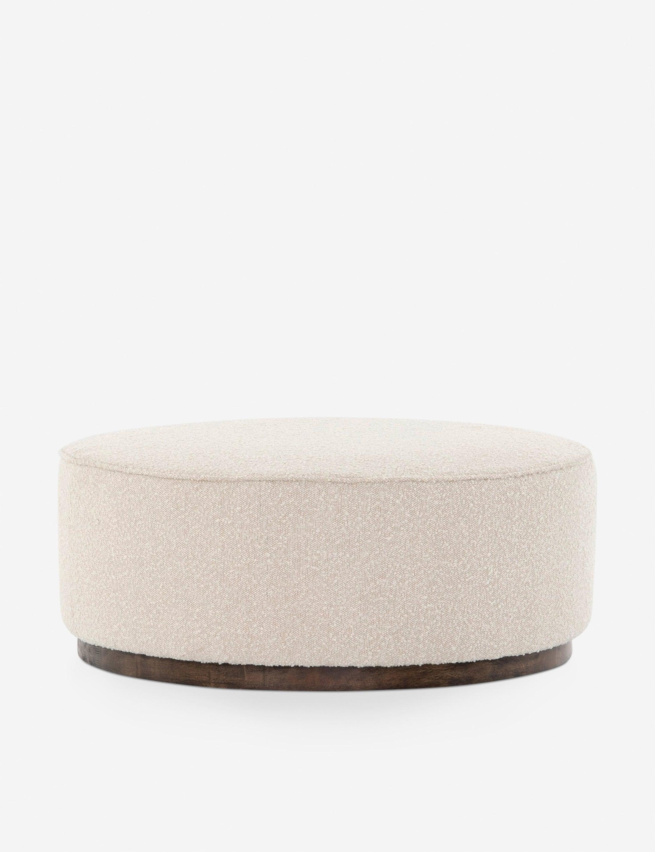 Sinclair 36" Cream Round Ottoman with Distressed Natural Base