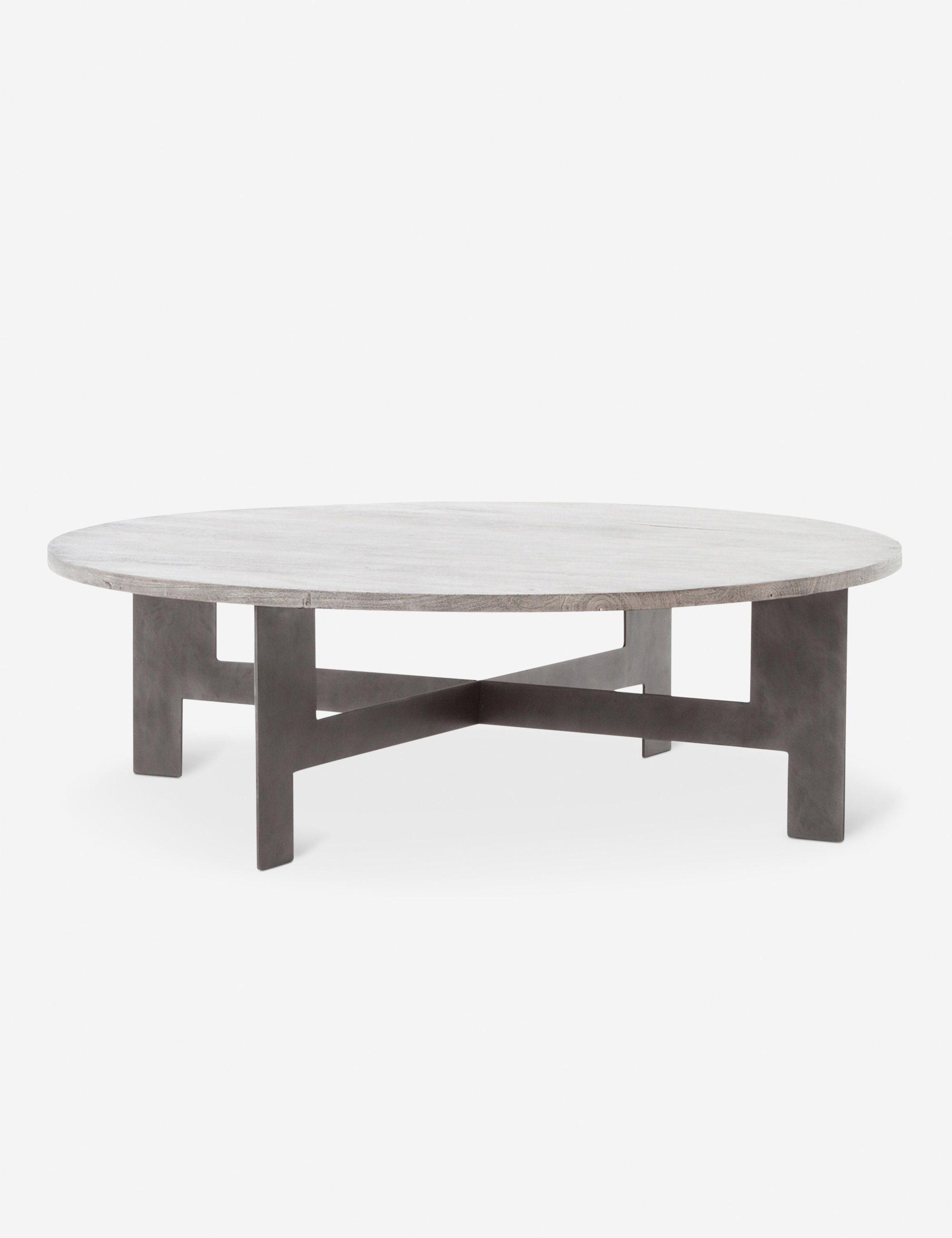 Andra Light Mango Wood Round Coffee Table with Iron X-Base