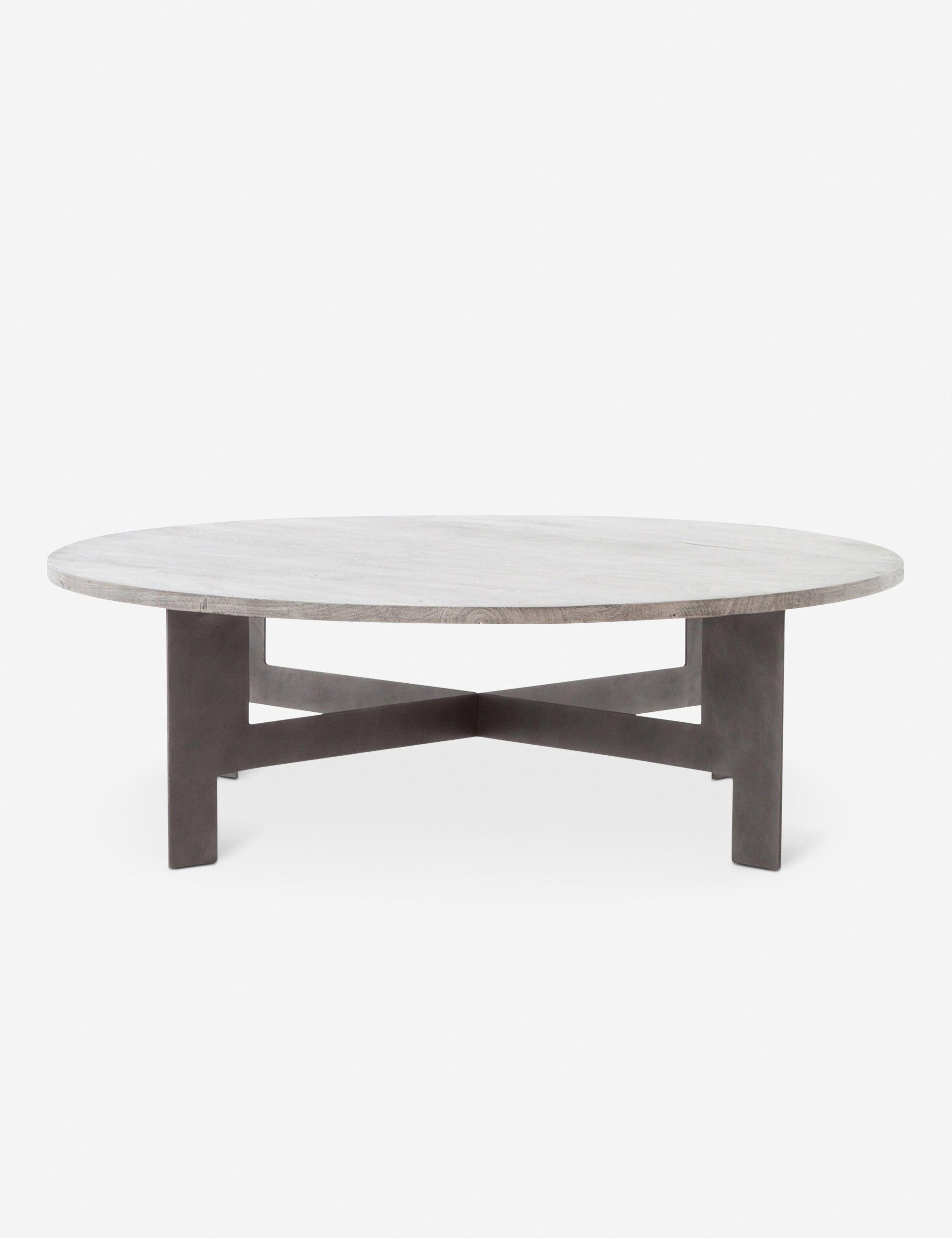 Andra Light Mango Wood Round Coffee Table with Iron X-Base