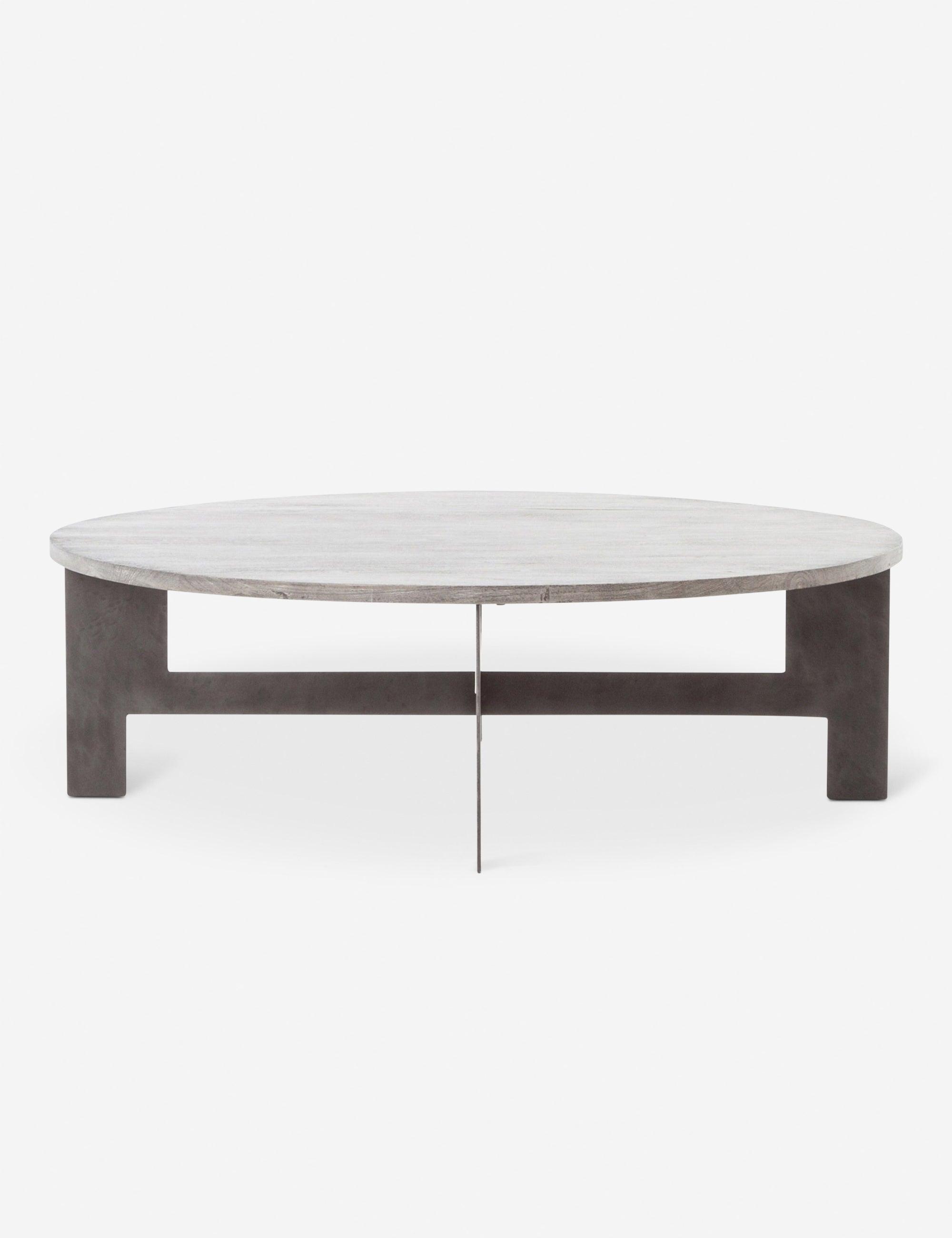 Andra Light Mango Wood Round Coffee Table with Iron X-Base