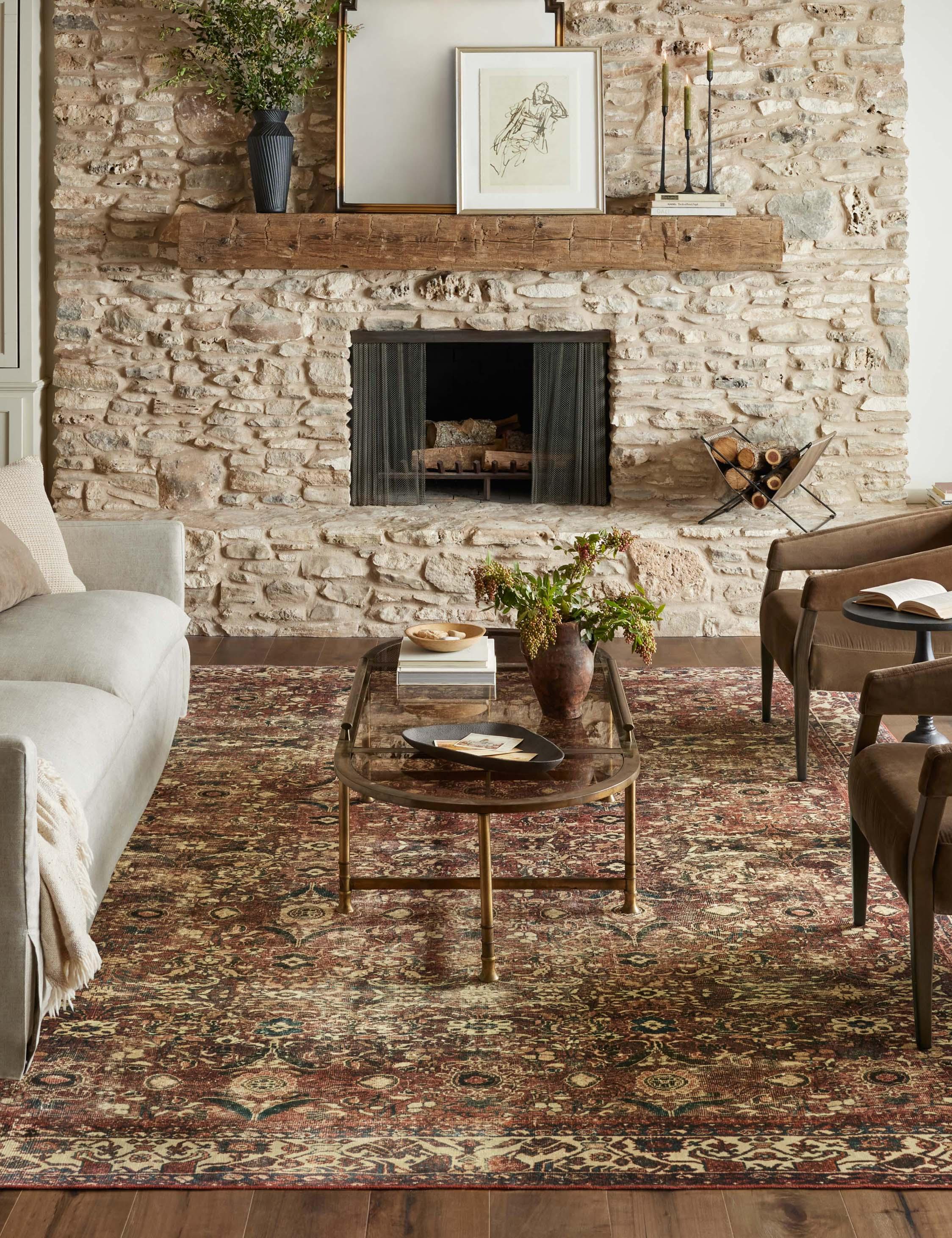 Banks II Rug by Magnolia Home by Joanna Gaines x Loloi - Brick and Ivory / 2' x 5'
