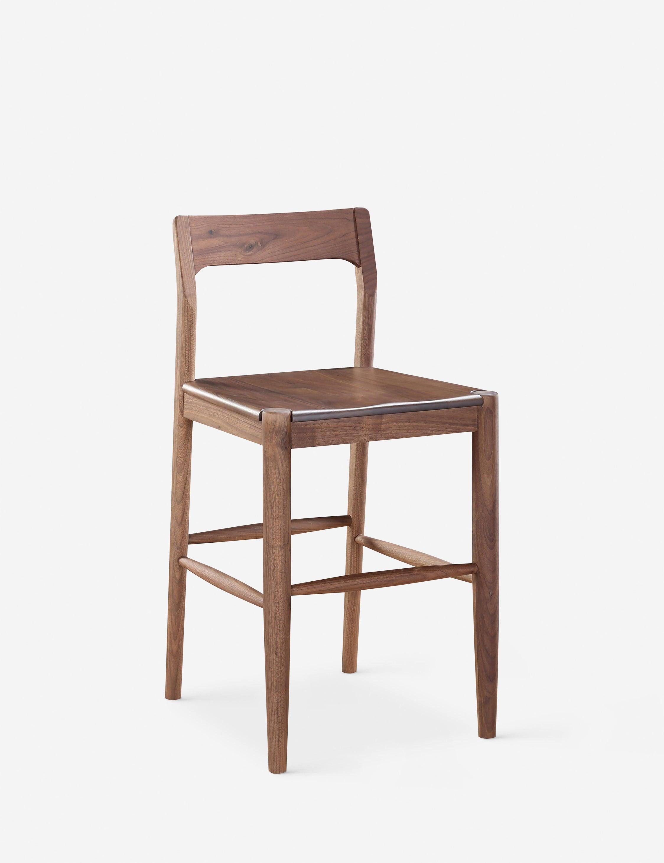 Adjustable Walnut Wood Counter Stool with Matte Finish