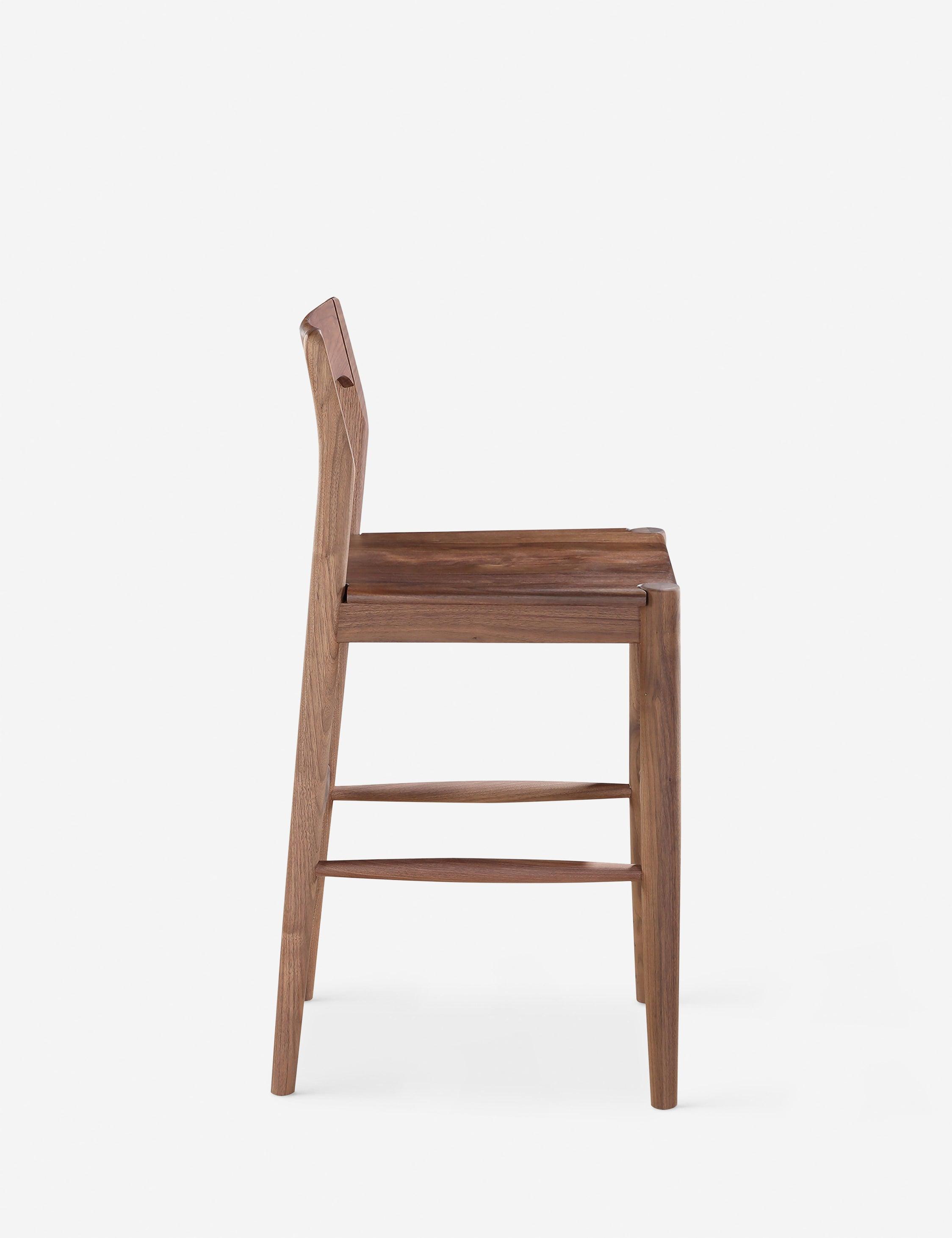 Adjustable Walnut Wood Counter Stool with Matte Finish