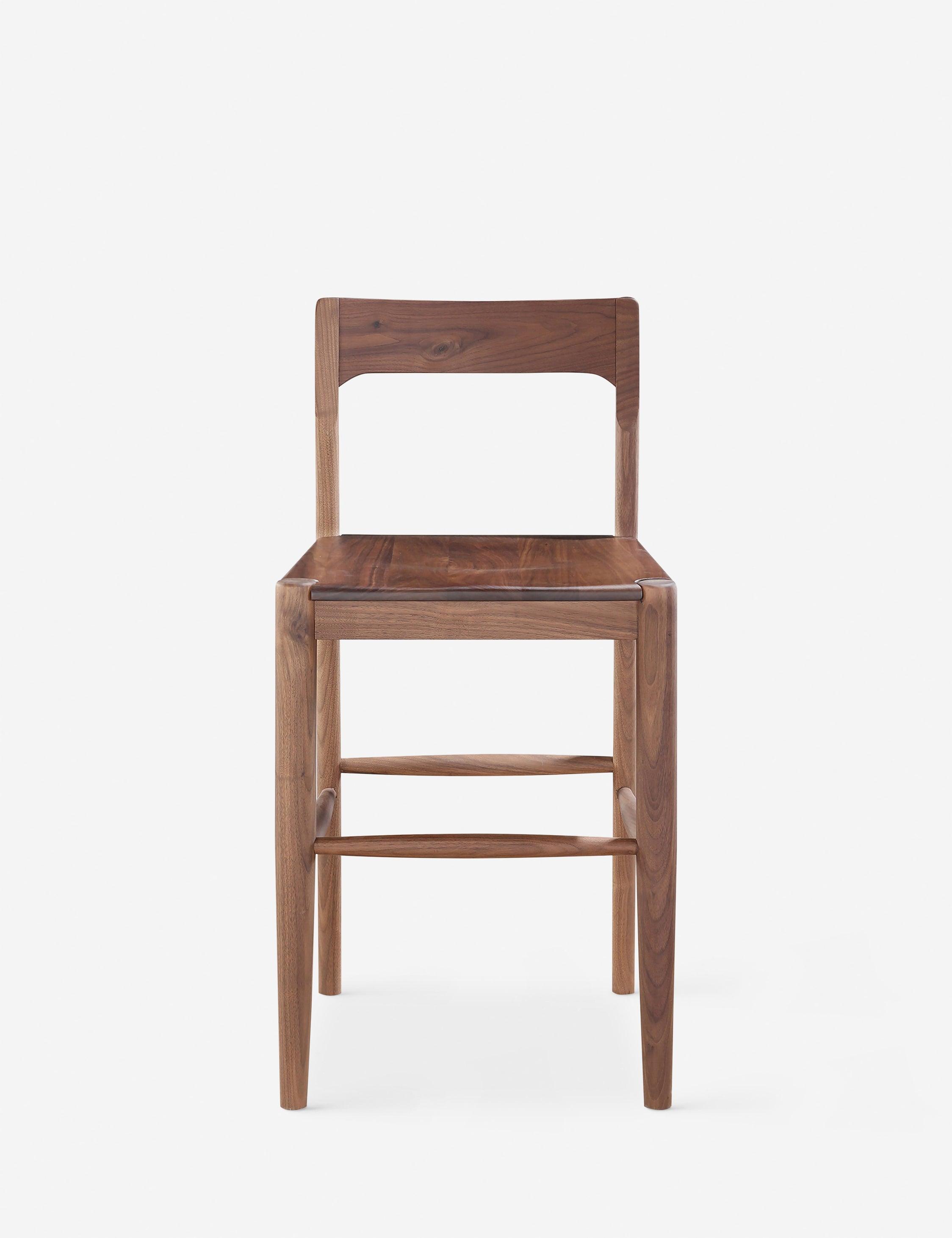 Adjustable Walnut Wood Counter Stool with Matte Finish