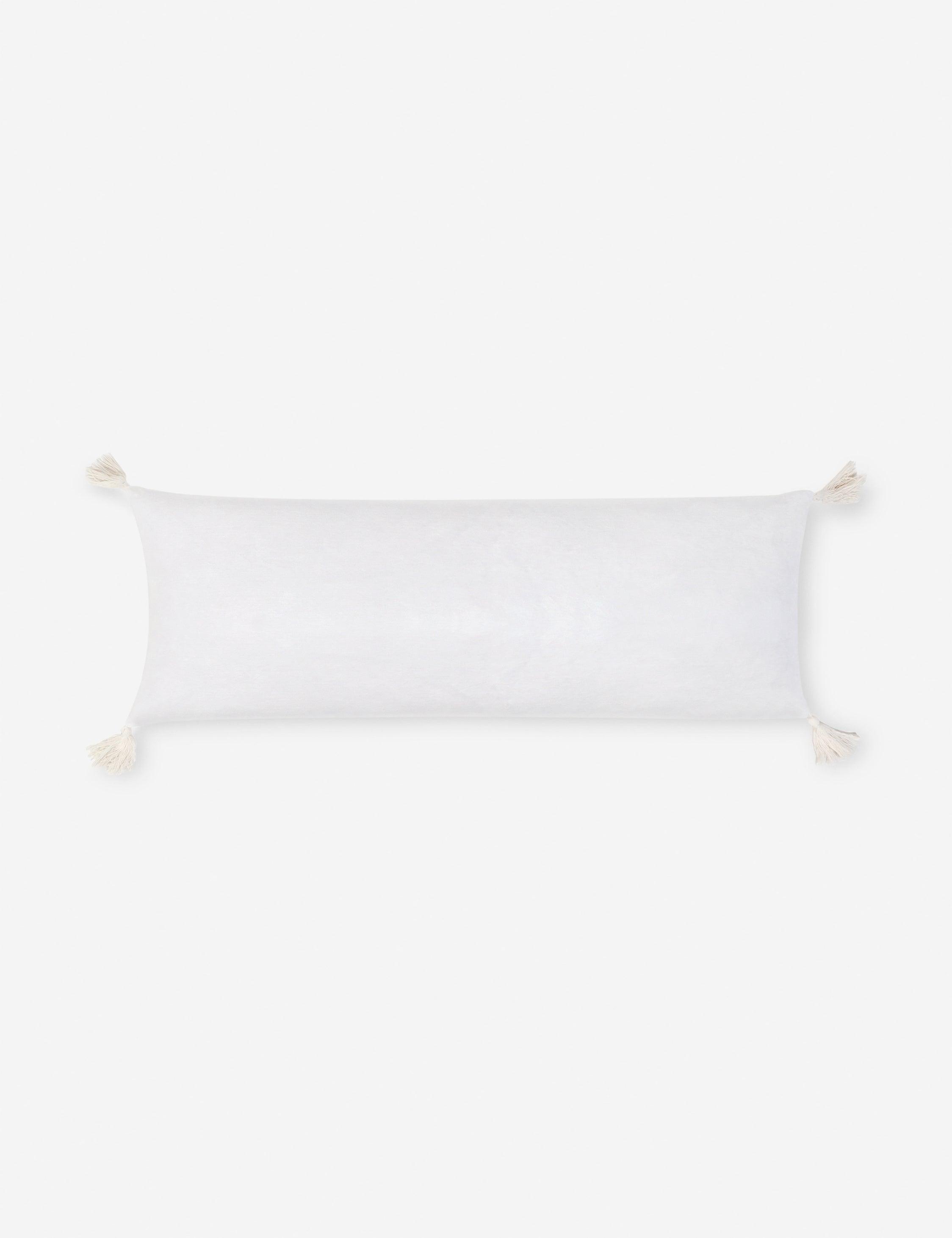 Bianca Luxe White Velvet Tassel Lumbar Pillow