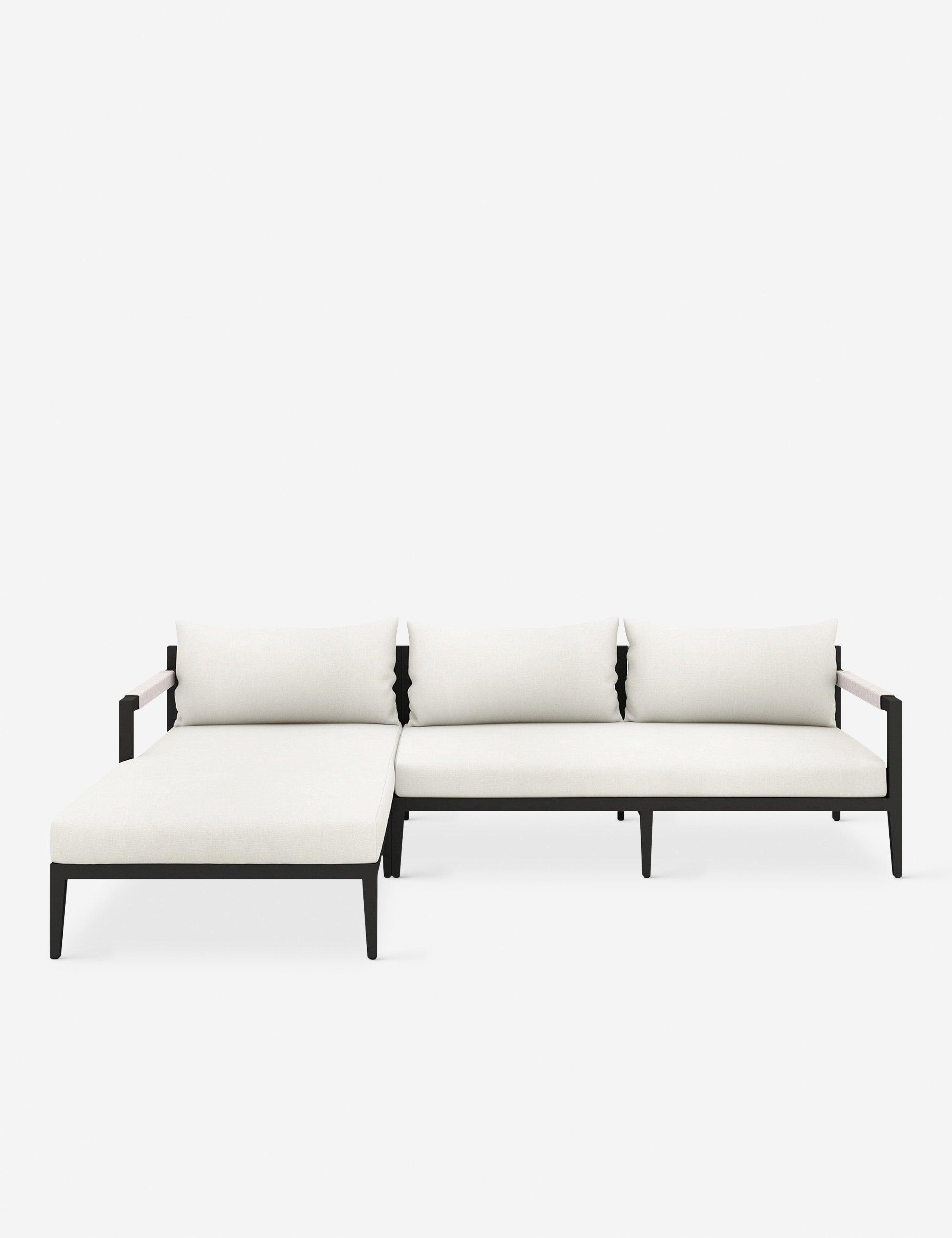 Cadenza Indoor / Outdoor Metal Sectional Sofa - Bronze/Ivory / Left-Facing