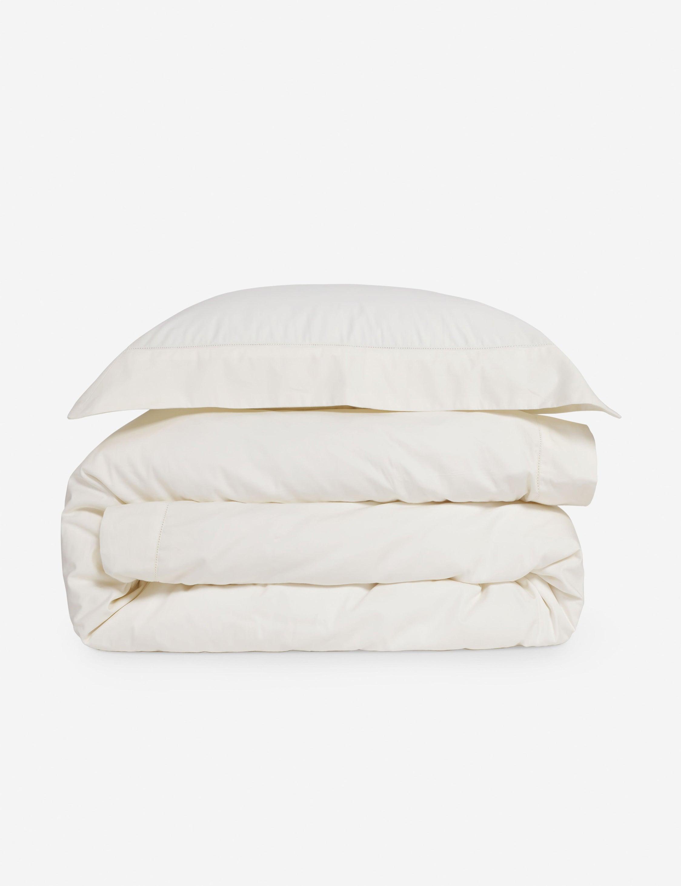 Classico Hemstitch Cotton Sateen Duvet Set by Pom Pom at Home - Ivory / Queen